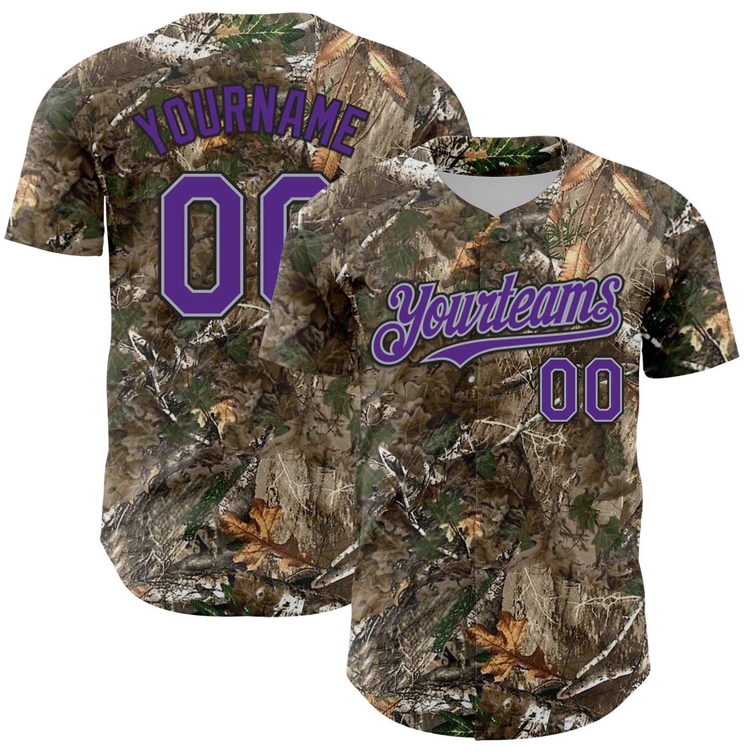 Custom Camo Purple Gray-Black Woodland Forest Camouflage Authentic Salute To Service Baseball Jersey