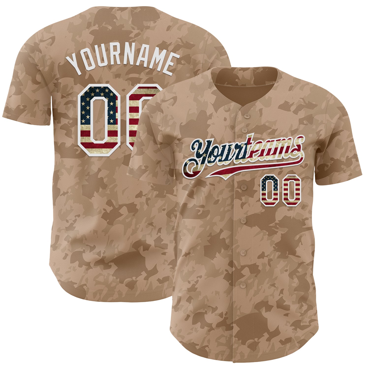 Custom Camo Vintage USA Flag-White Geometric Camouflage Authentic Baseball Jersey