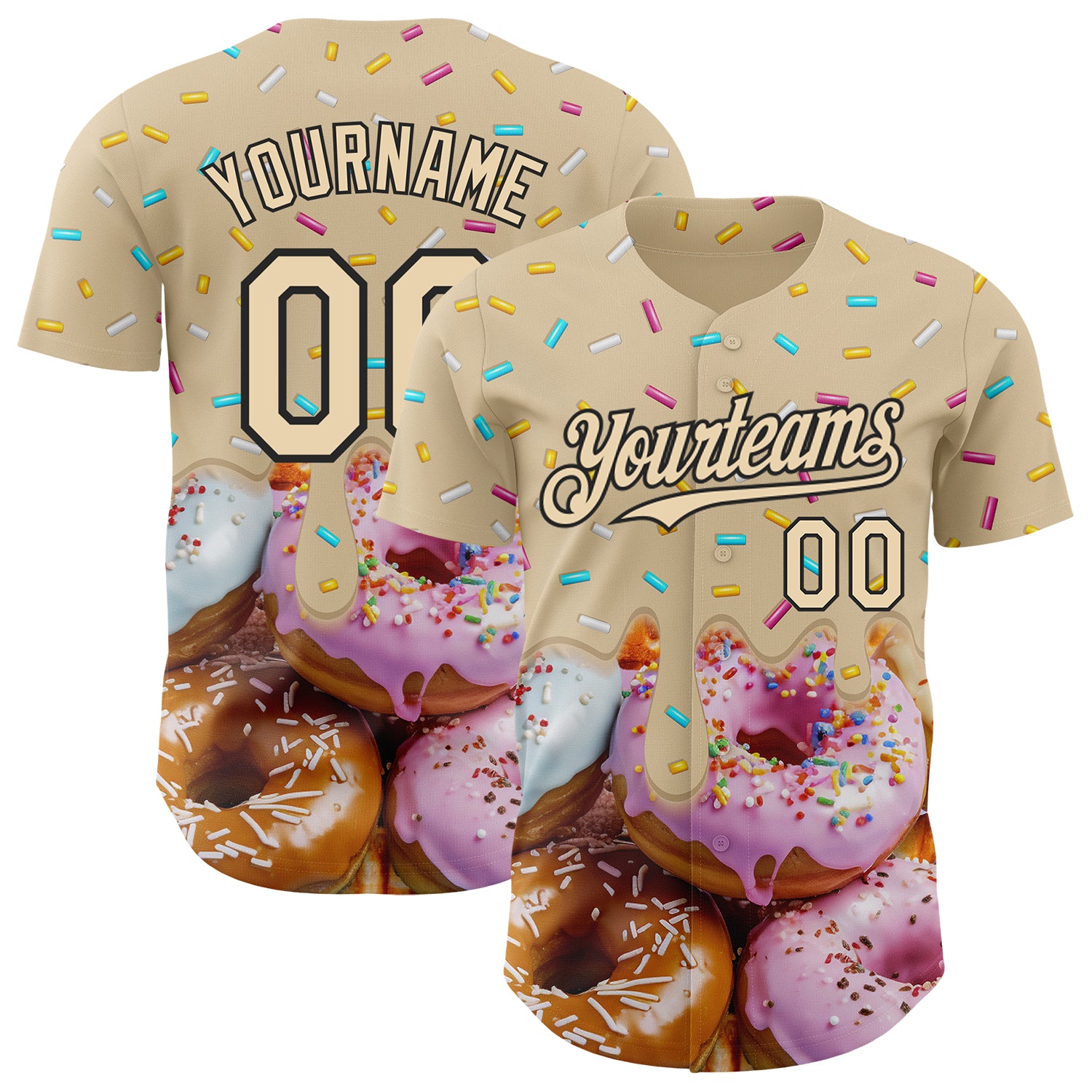 Custom City Cream-Black Ice Cream Donut  Foodie Dessert Authentic Baseball Jersey