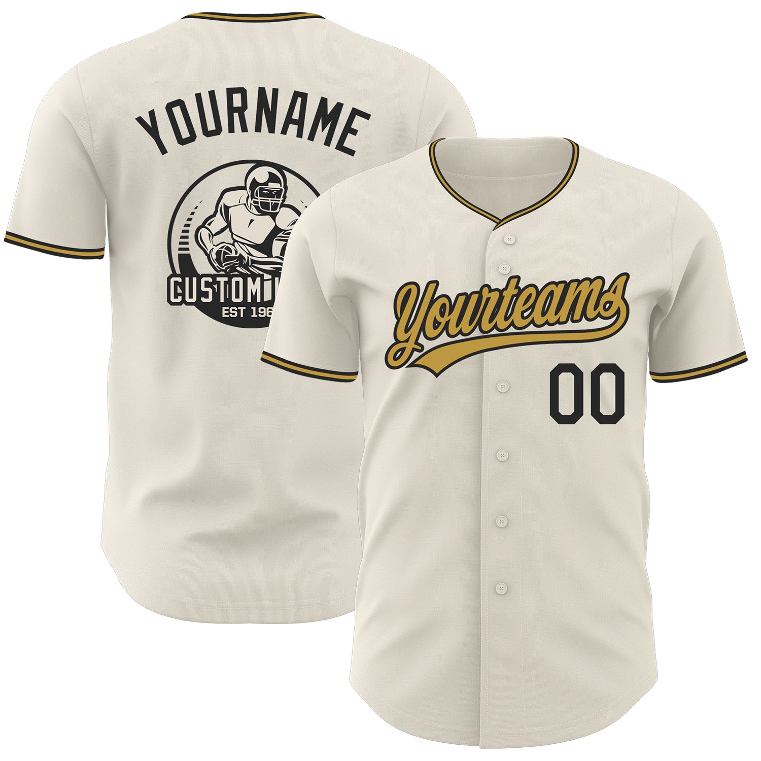 Custom Cream Black-Old Gold Authentic Baseball Jersey