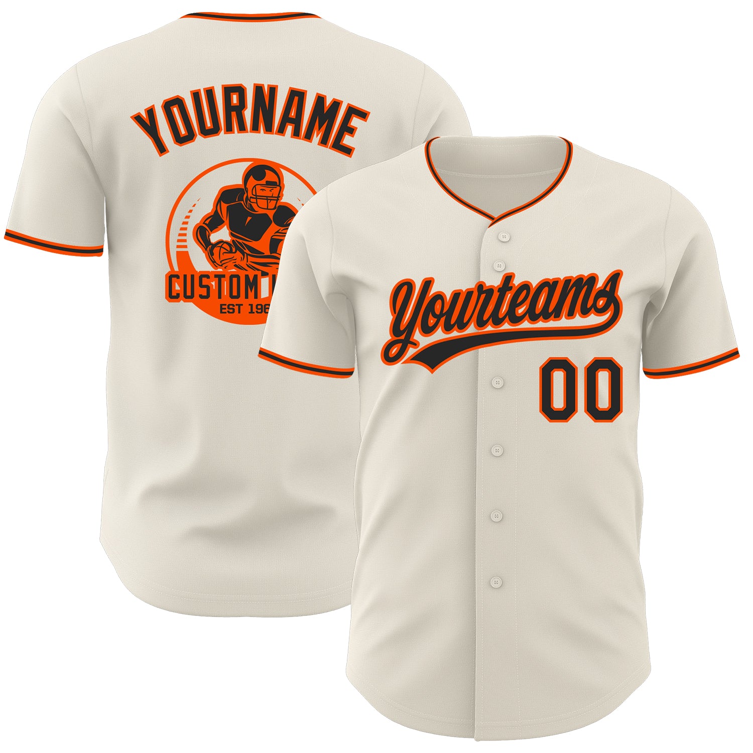 Custom Cream Black-Orange Authentic Baseball Jersey