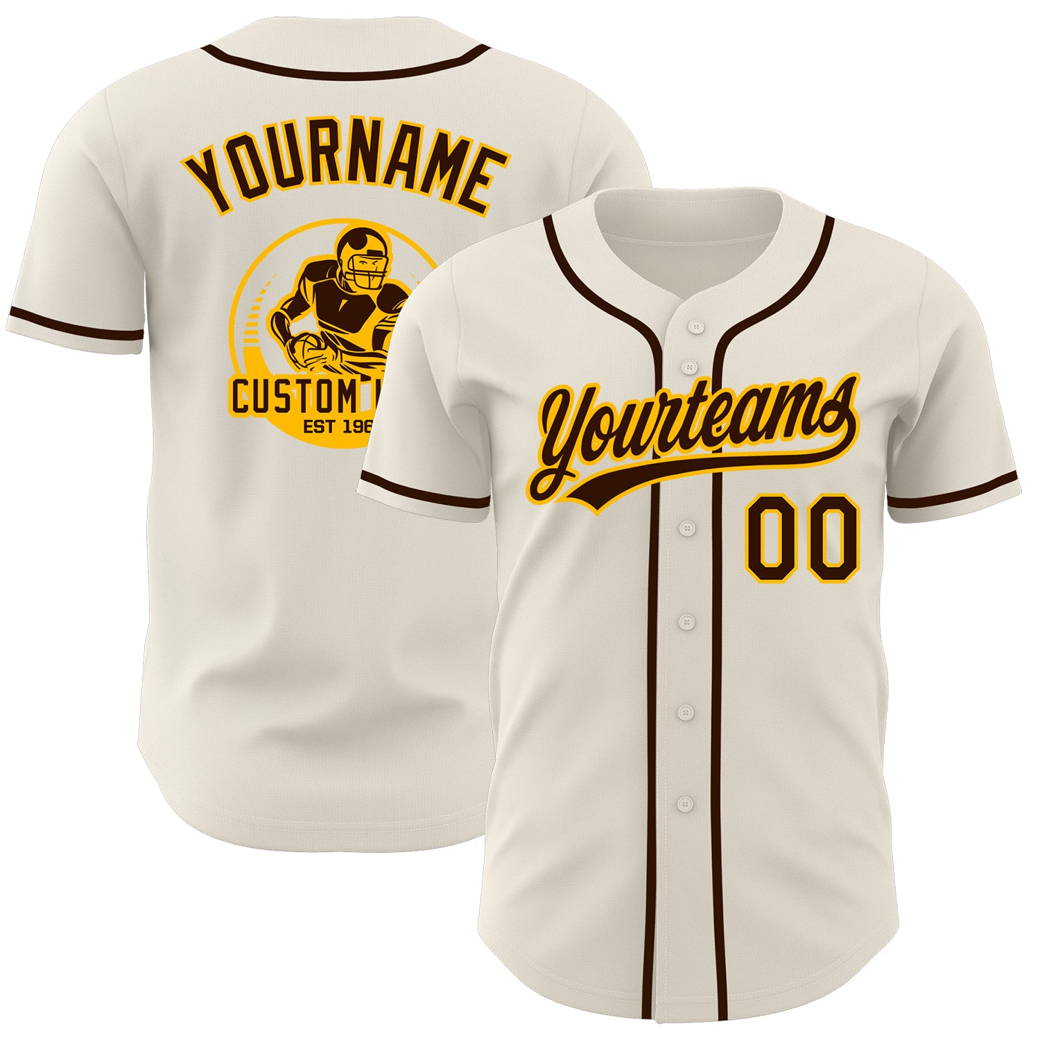 Custom Cream Brown-Gold Authentic Baseball Jersey