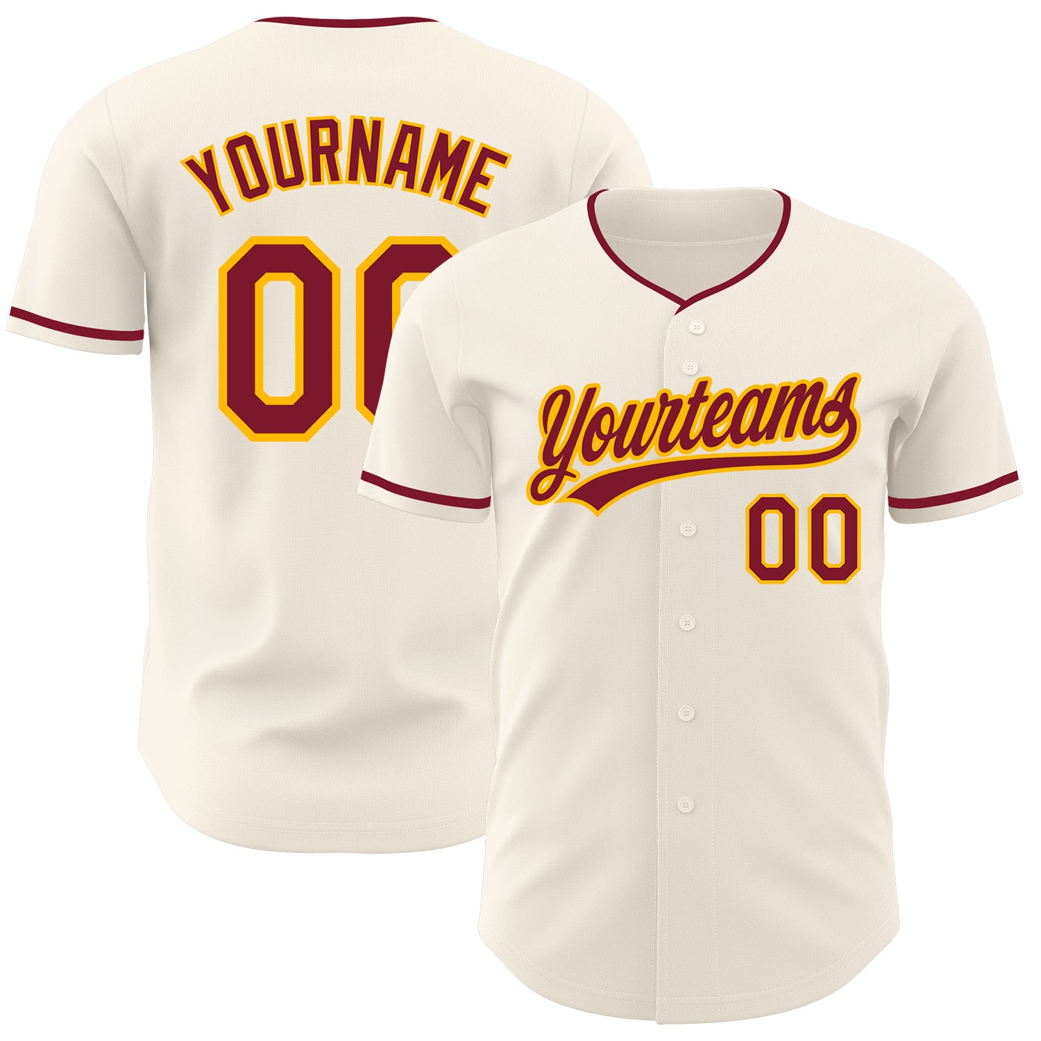 Custom Cream Crimson-Gold Authentic Baseball Jersey