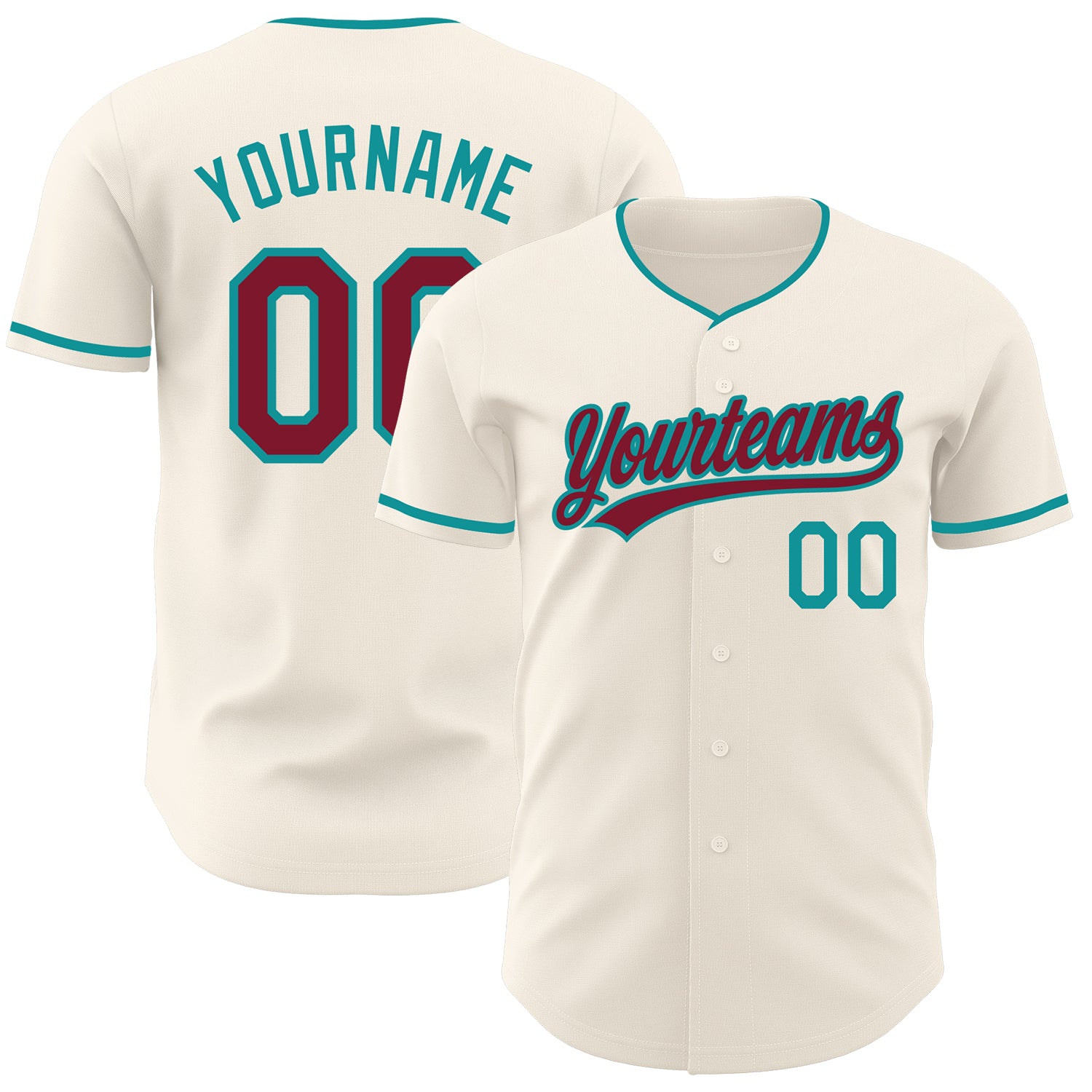 Custom Cream Crimson-Teal Authentic Baseball Jersey