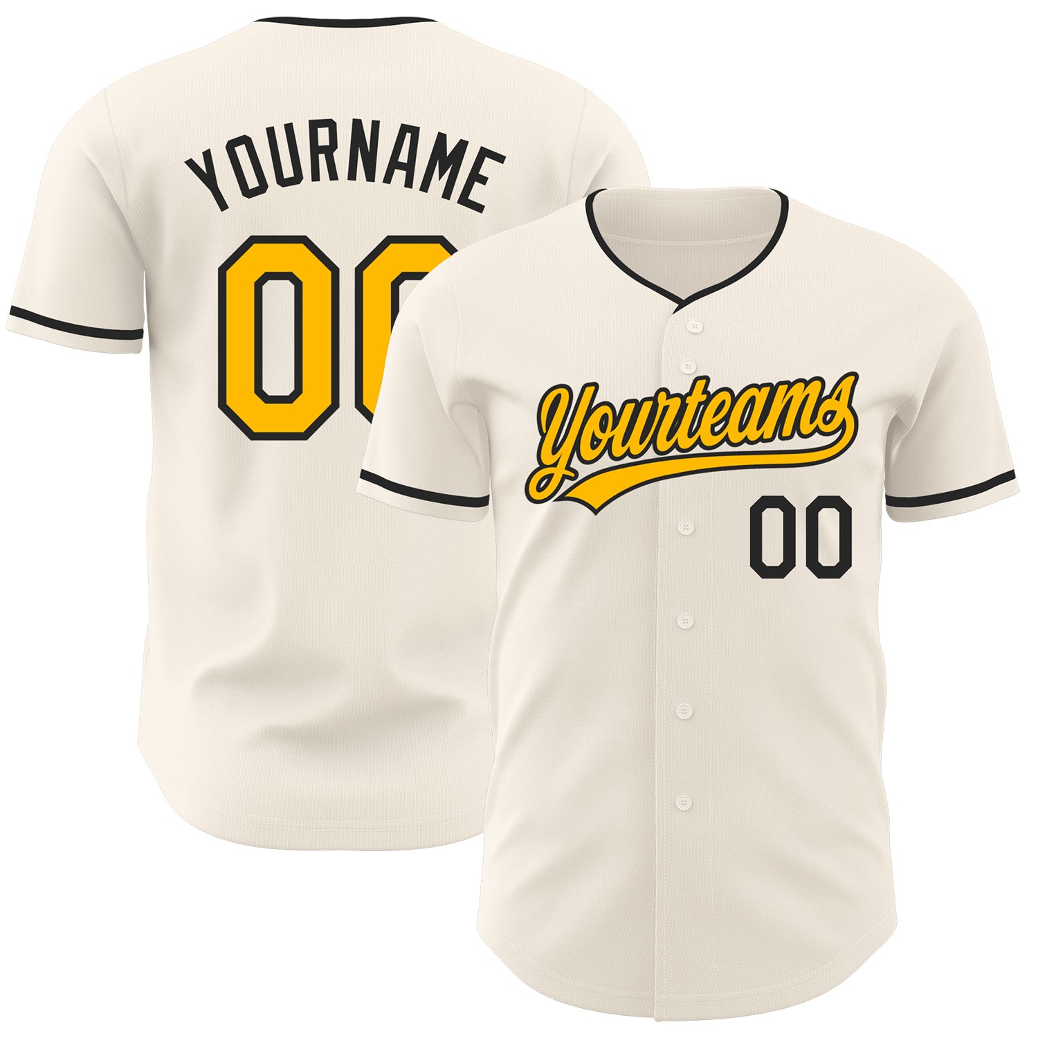 Custom Cream Gold-Black Authentic Baseball Jersey