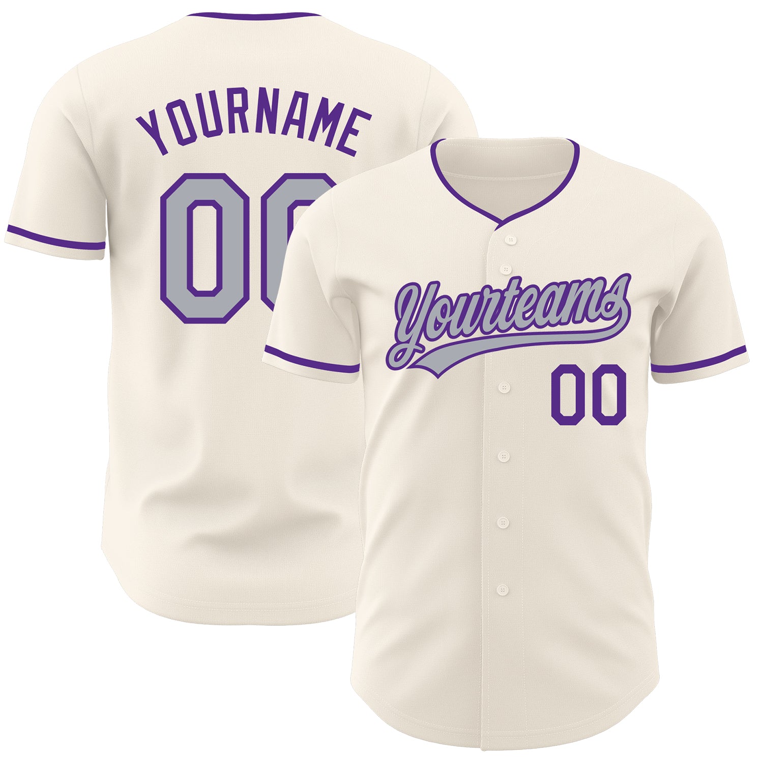 Custom Cream Gray-Purple Authentic Baseball Jersey