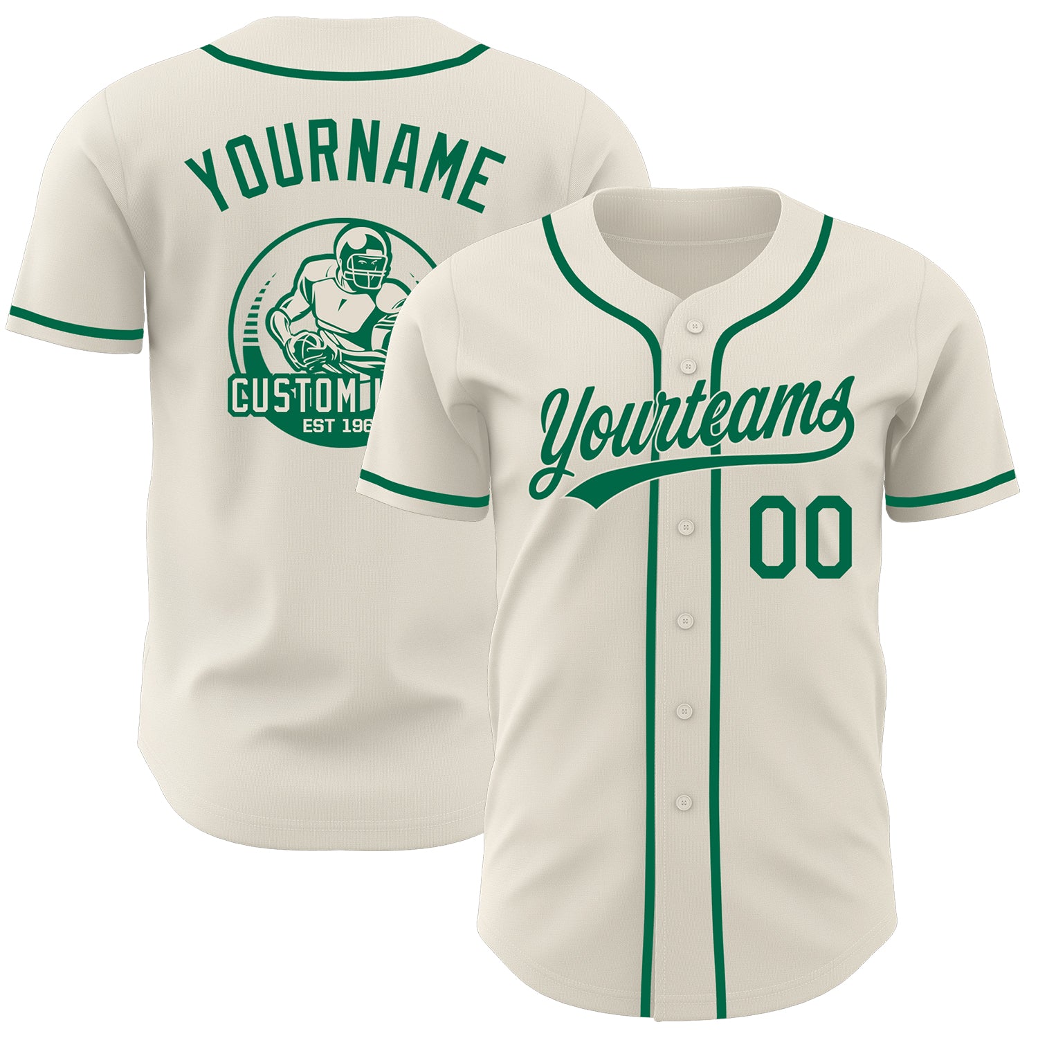 Custom Cream-Kelly Green Authentic Baseball Jersey