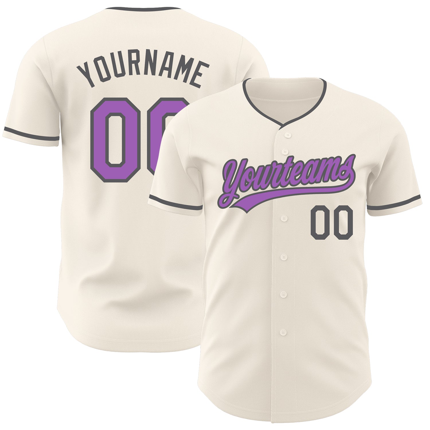 Custom Cream Medium Purple-Steel Gray Authentic Baseball Jersey
