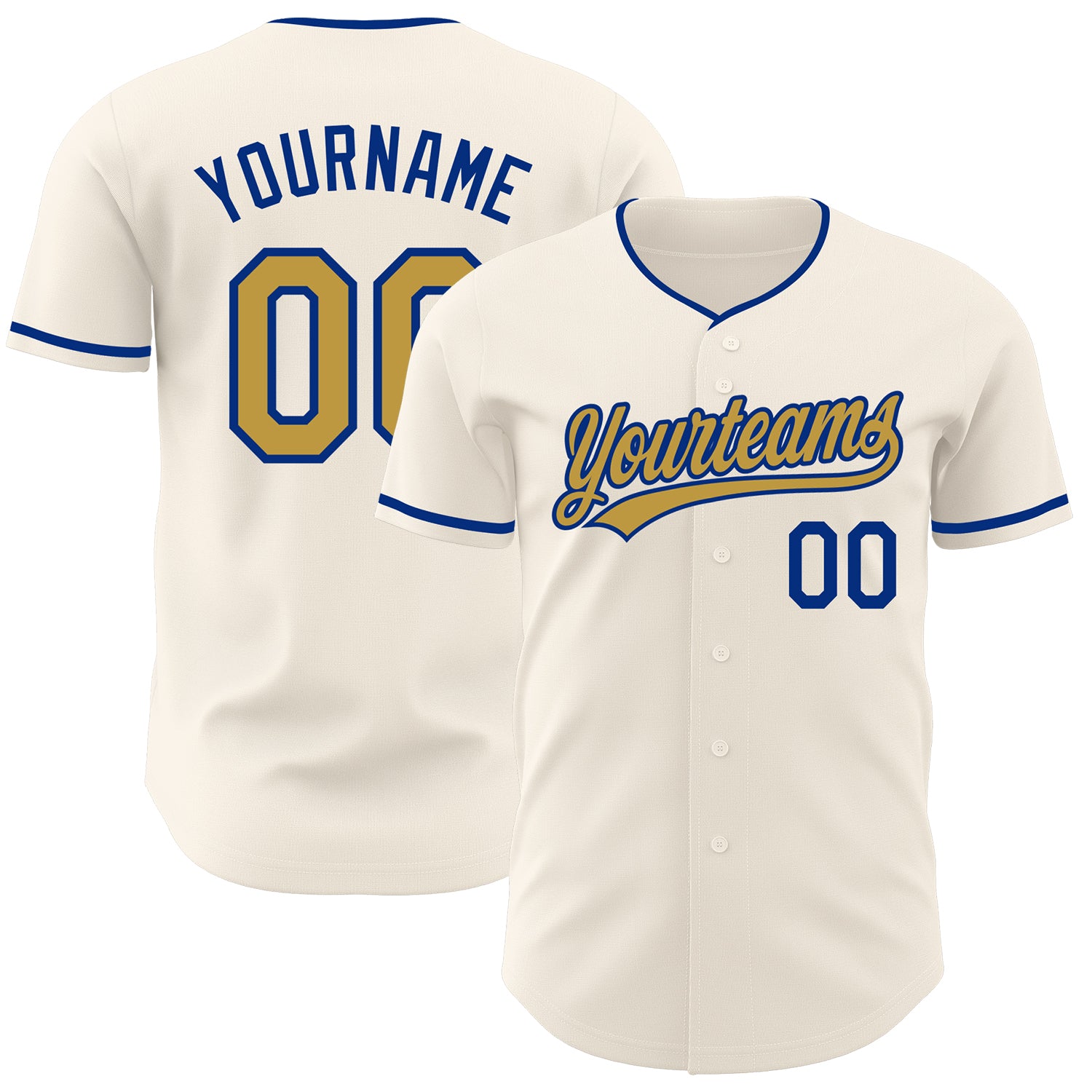 Custom Cream Old Gold-Royal Authentic Baseball Jersey