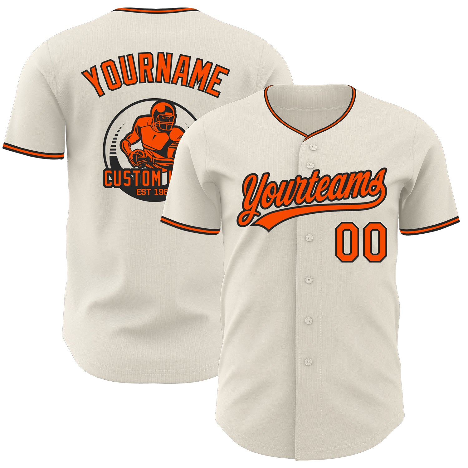 Custom Cream Orange-Black Authentic Baseball Jersey
