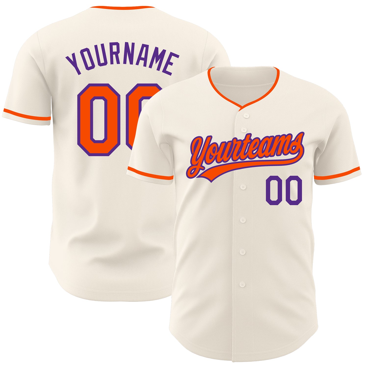 Custom Cream Orange-Purple Authentic Baseball Jersey