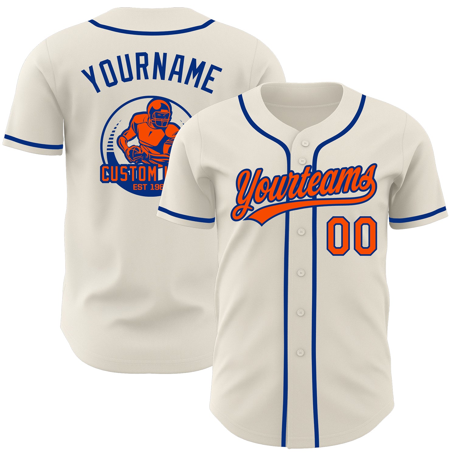 Custom Cream Orange-Royal Authentic Baseball Jersey