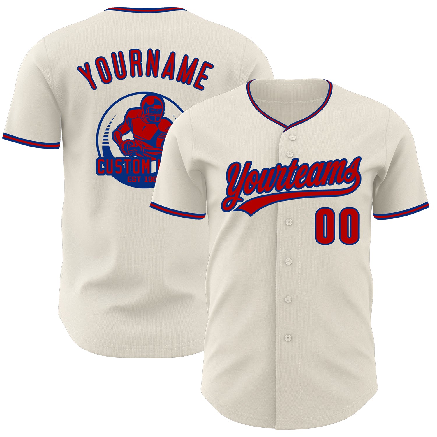 Custom Cream Red-Royal Authentic Baseball Jersey