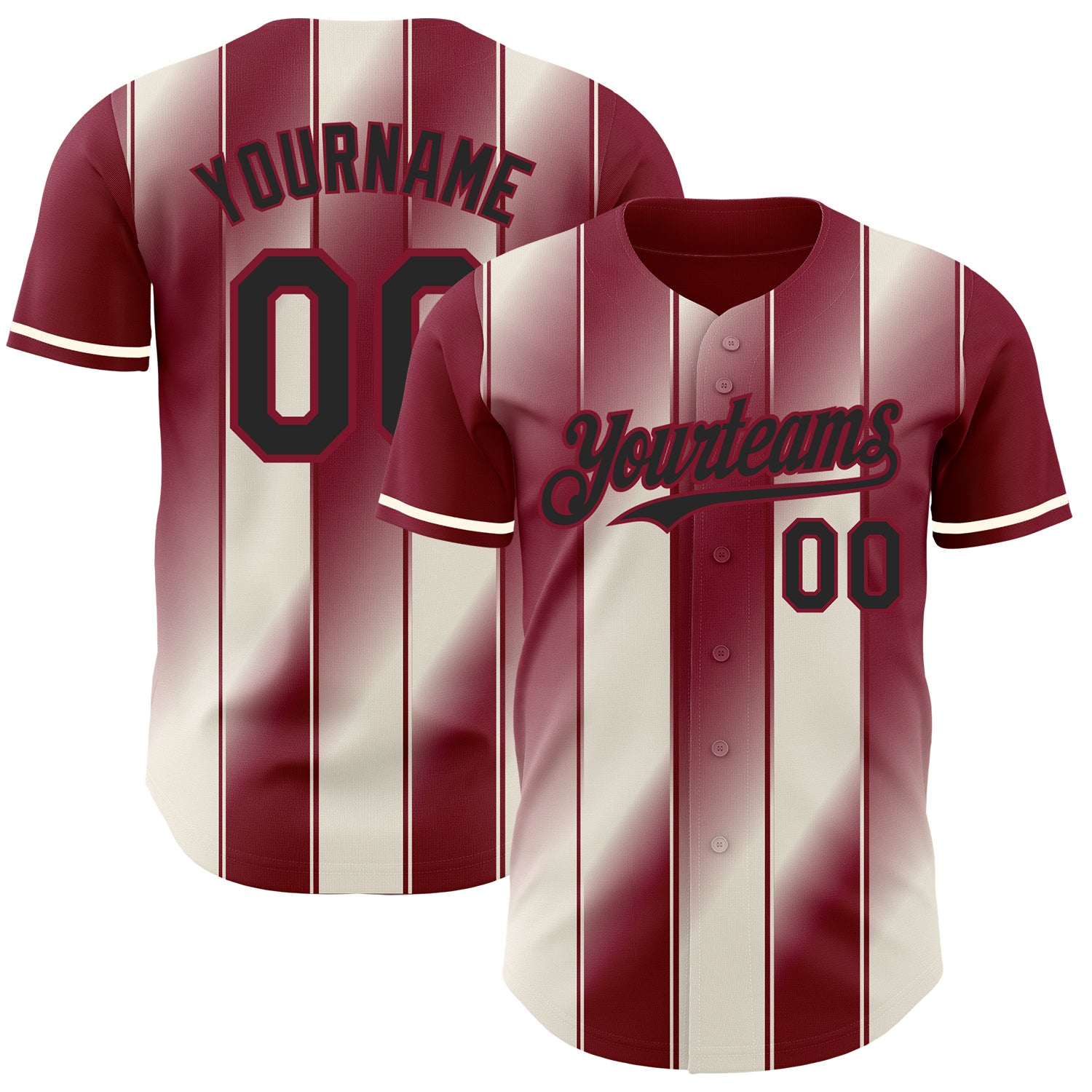 Custom Crimson Black-Cream Gradient Classic Vertical Stripe Authentic Baseball Jersey