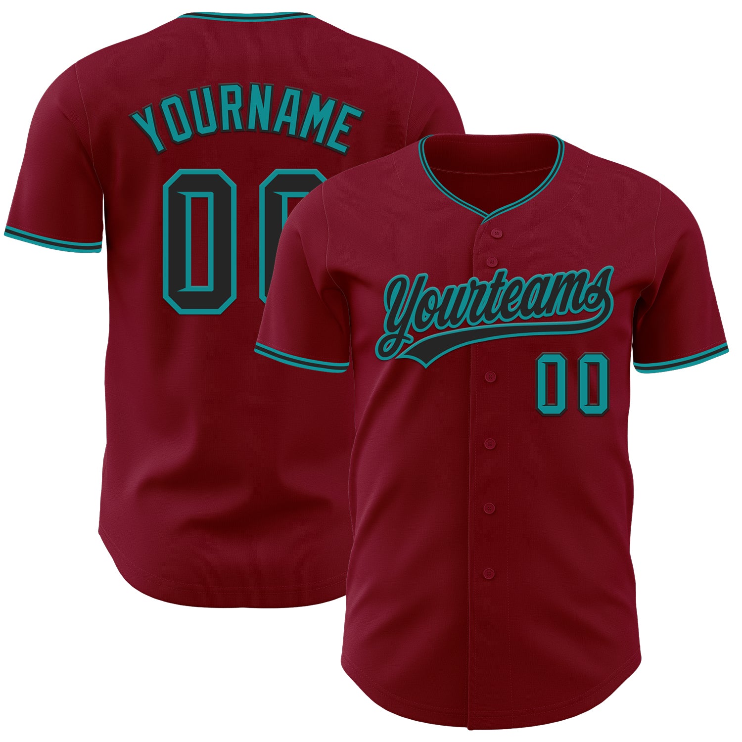 Custom Crimson Black-Teal Authentic Baseball Jersey