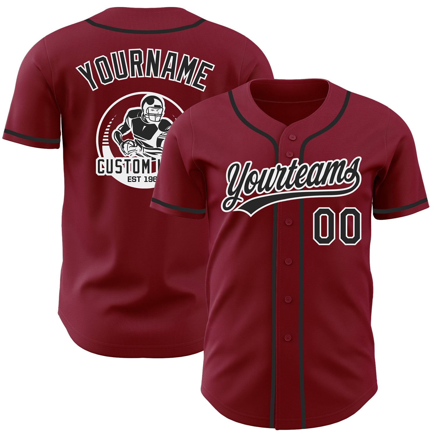 Custom Crimson Black-White Authentic Baseball Jersey
