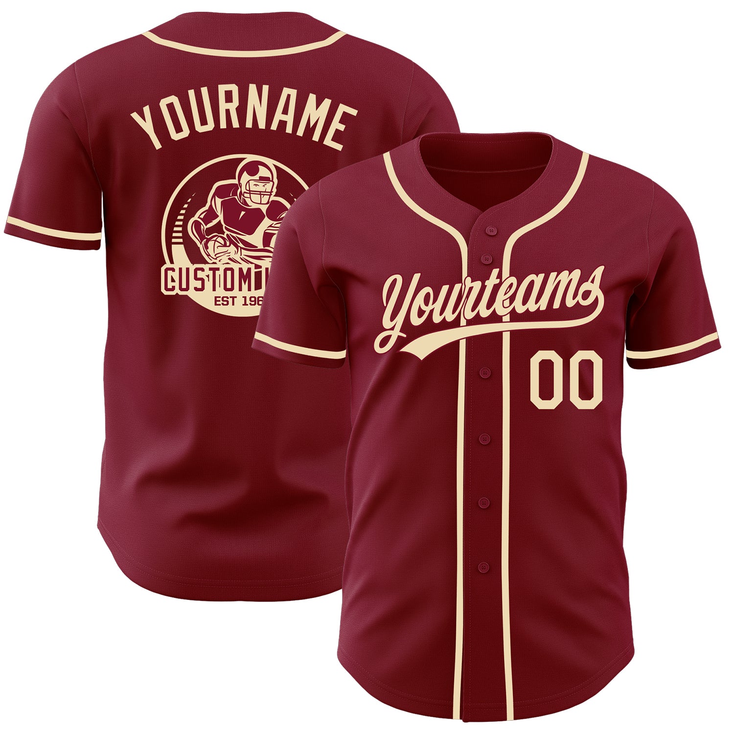 Custom Crimson-Cream Authentic Baseball Jersey