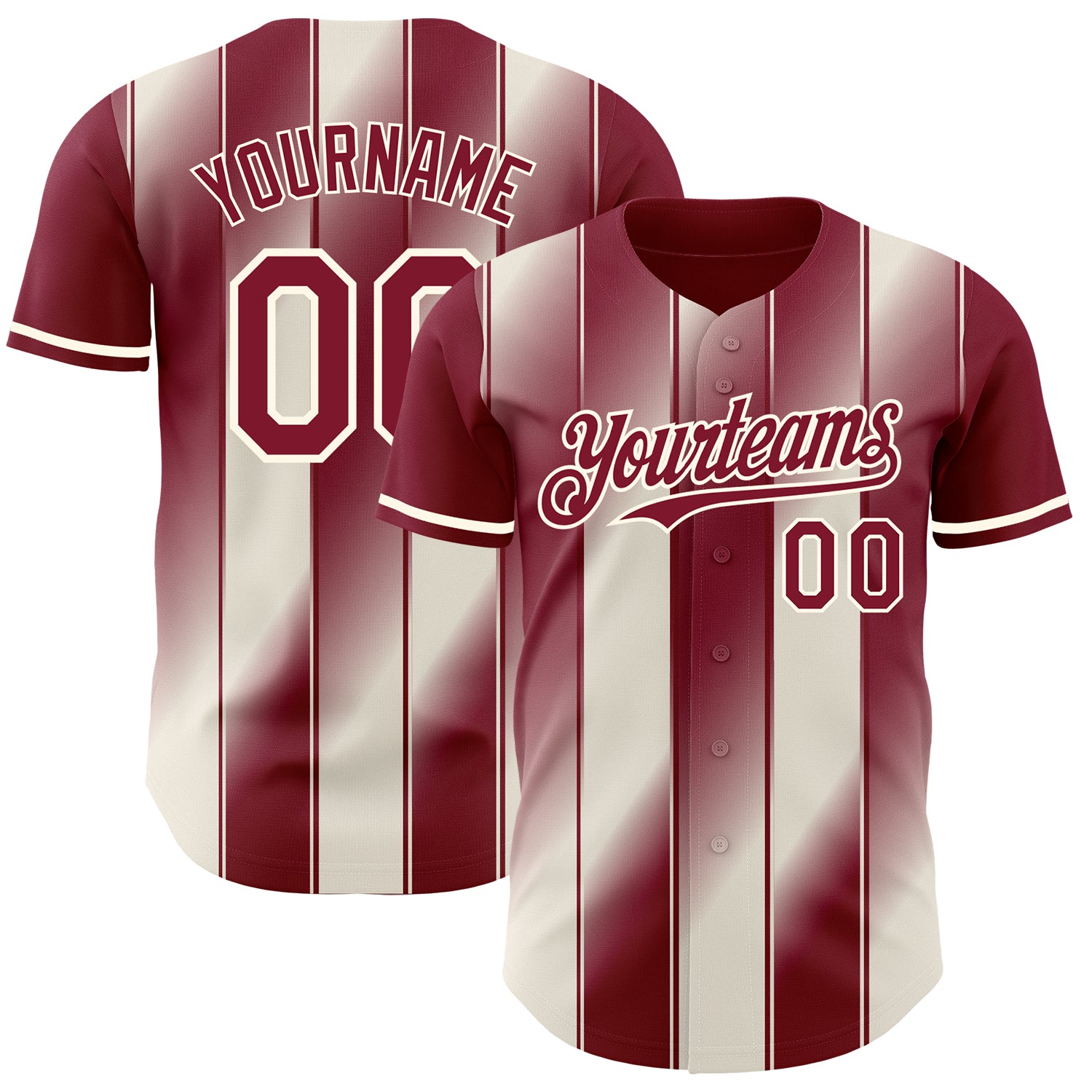 Custom Crimson Cream-Cream Gradient Classic Vertical Stripe Authentic Baseball Jersey