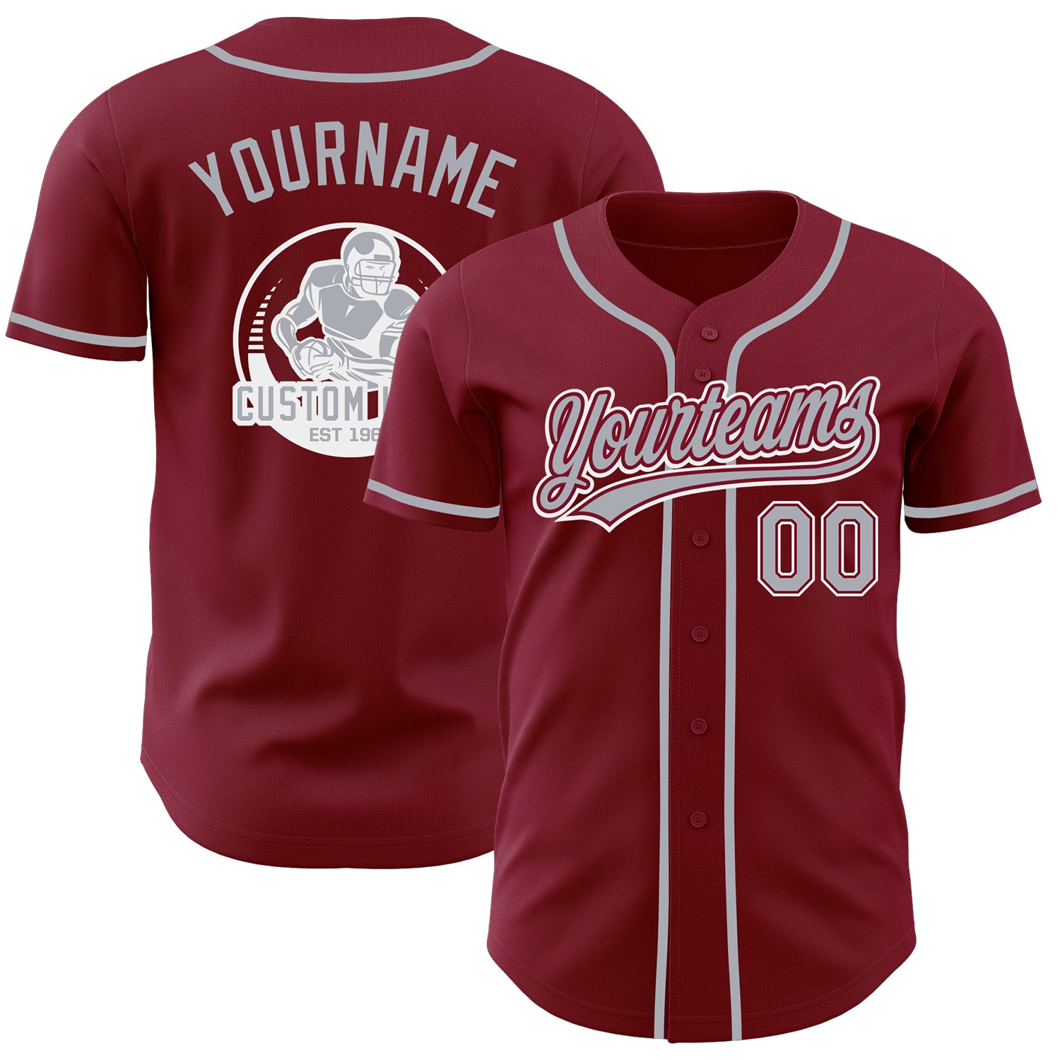 Custom Crimson Gray-White Authentic Baseball Jersey