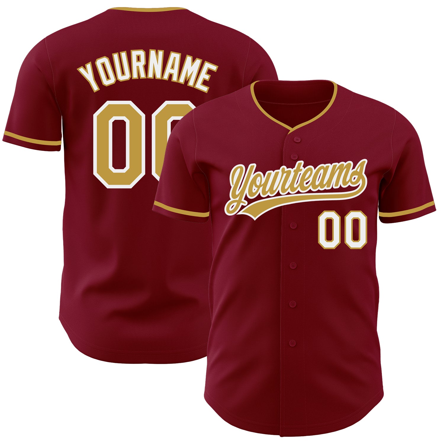 Custom Crimson Old Gold-White Authentic Baseball Jersey