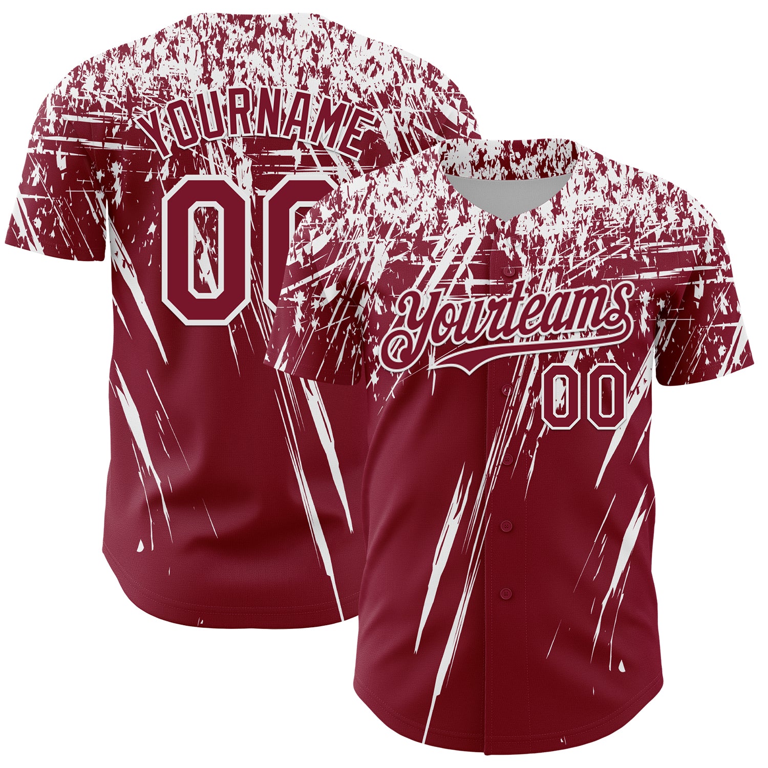 Custom Crimson White Distressed Scratch Brush Stroke Authentic Baseball Jersey