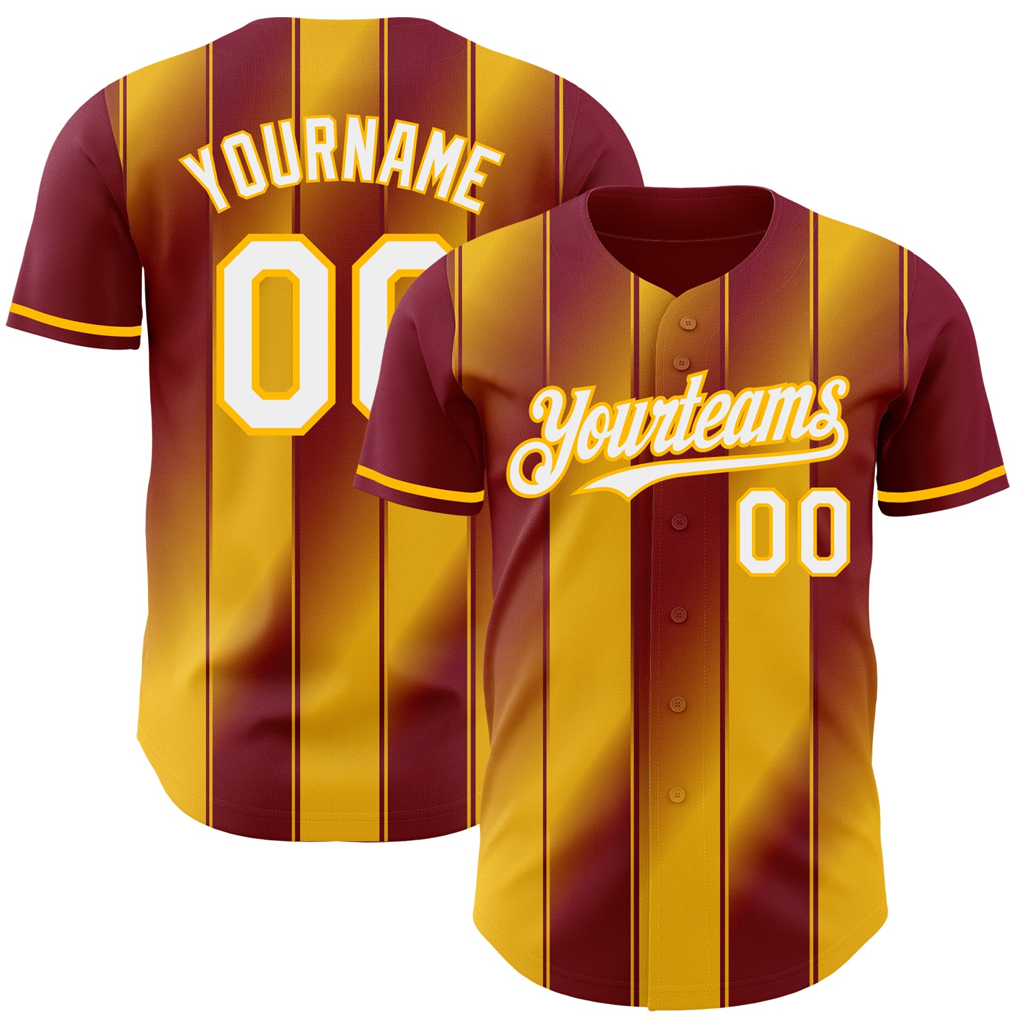 Custom Crimson White-Gold Gradient Classic Vertical Stripe Authentic Baseball Jersey