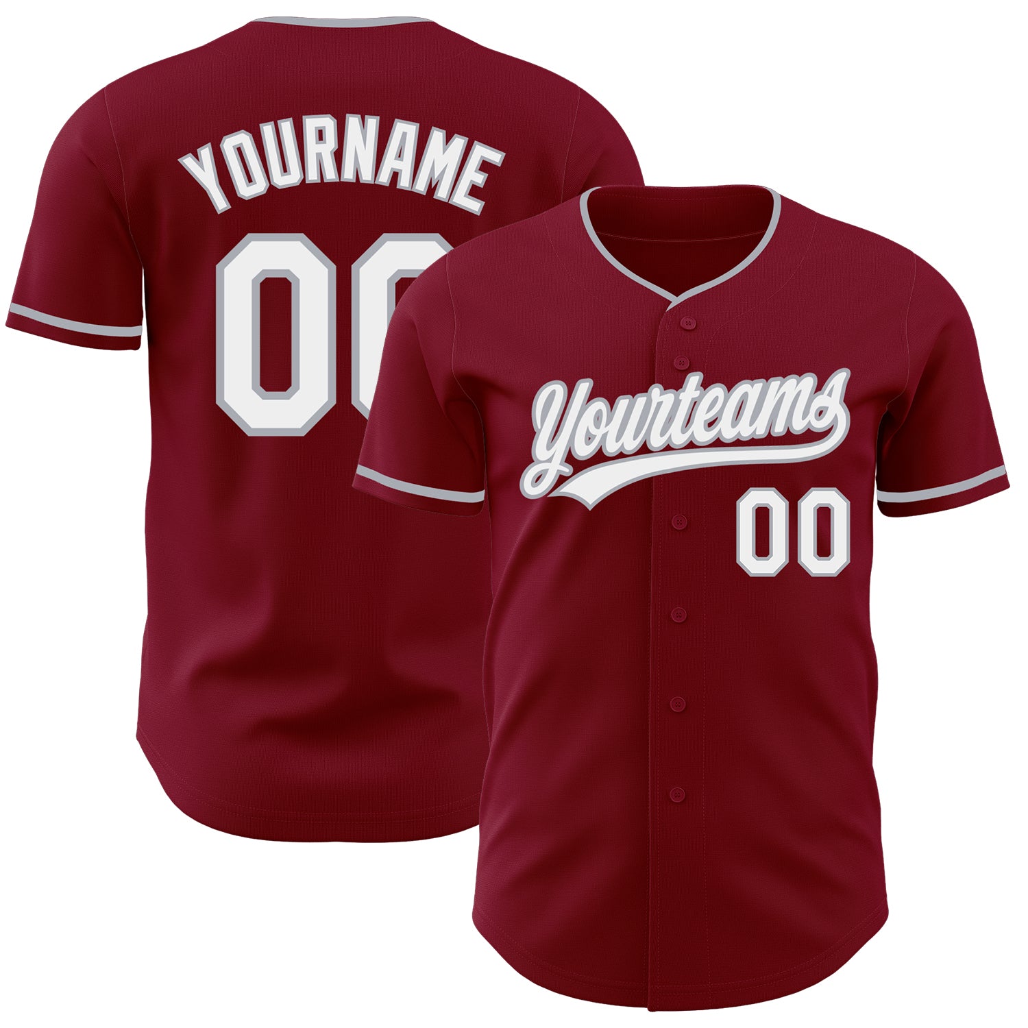 Custom Crimson White-Gray Authentic Baseball Jersey