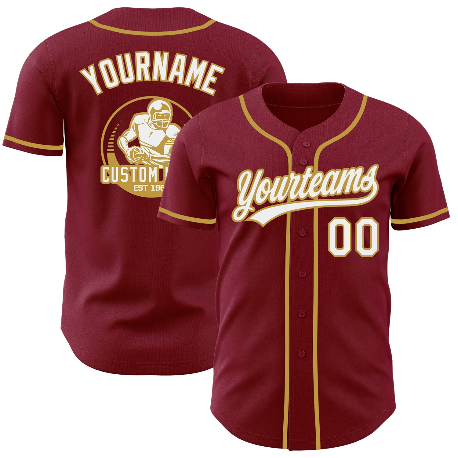 Custom Crimson White-Old Gold Authentic Baseball Jersey