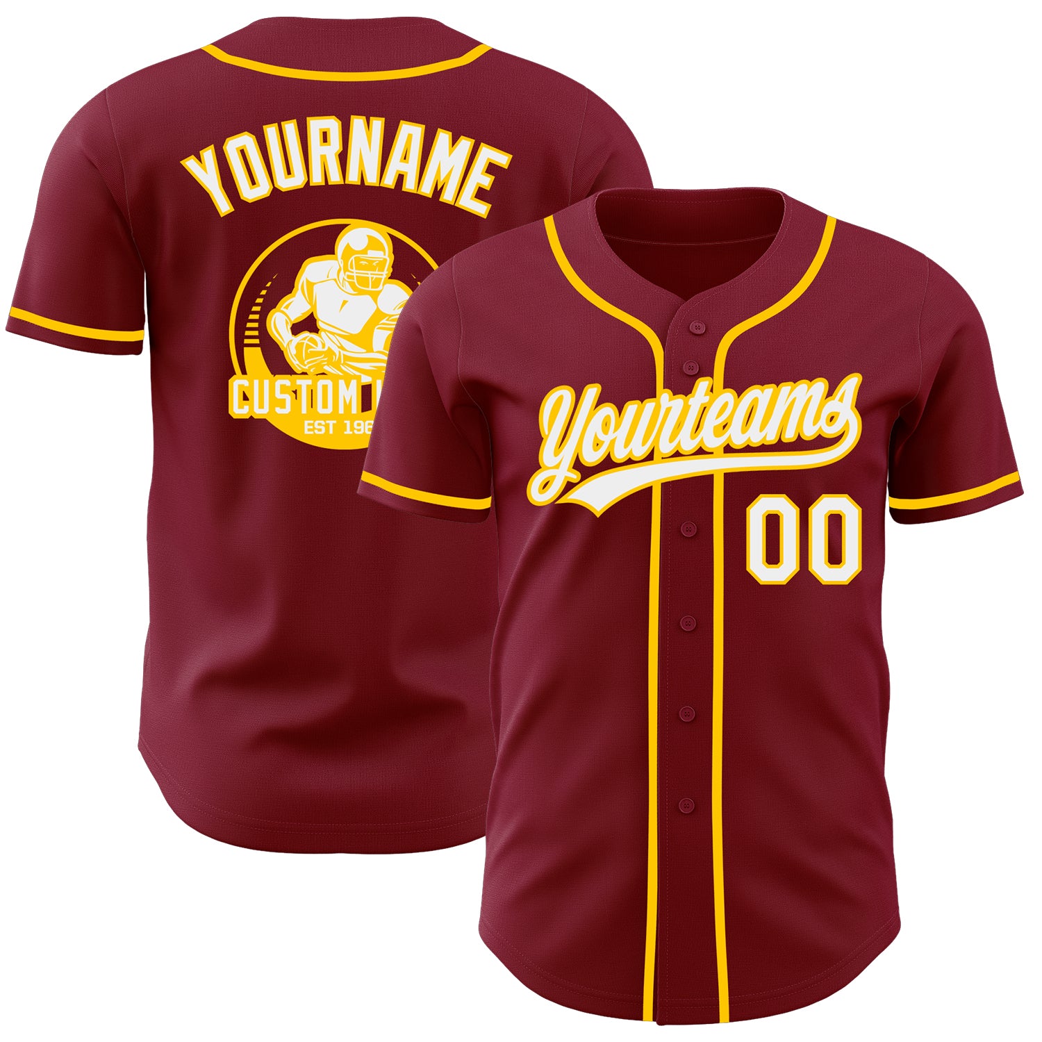Custom Crimson White-Yellow Authentic Baseball Jersey