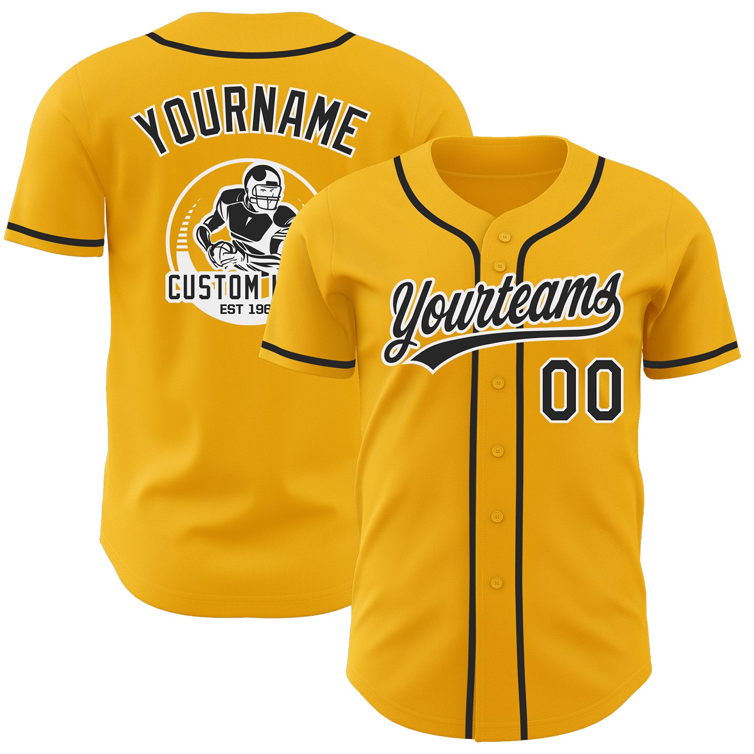 Custom Gold Black-White Authentic Baseball Jersey