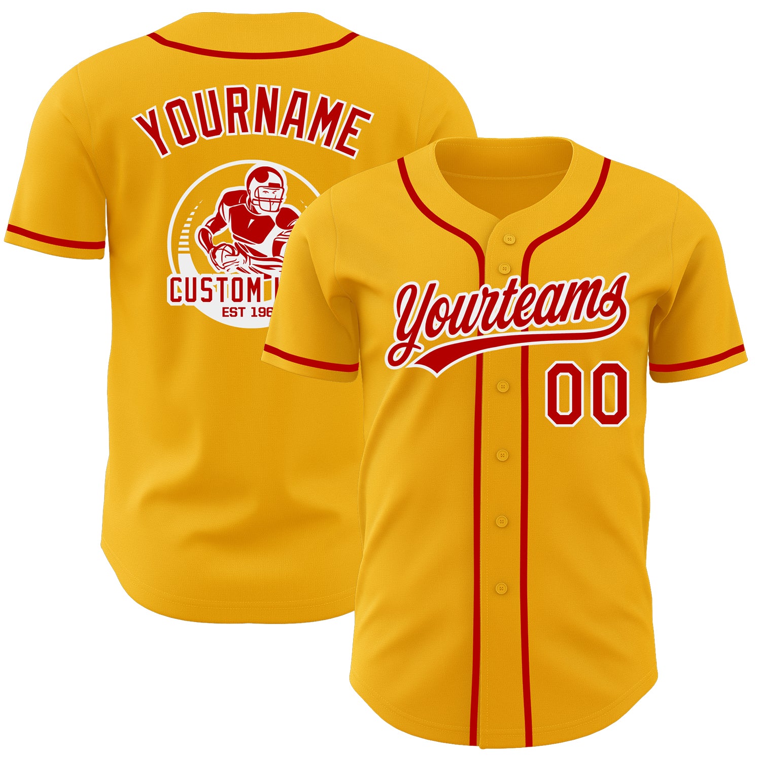 Custom Gold Red-White Authentic Baseball Jersey