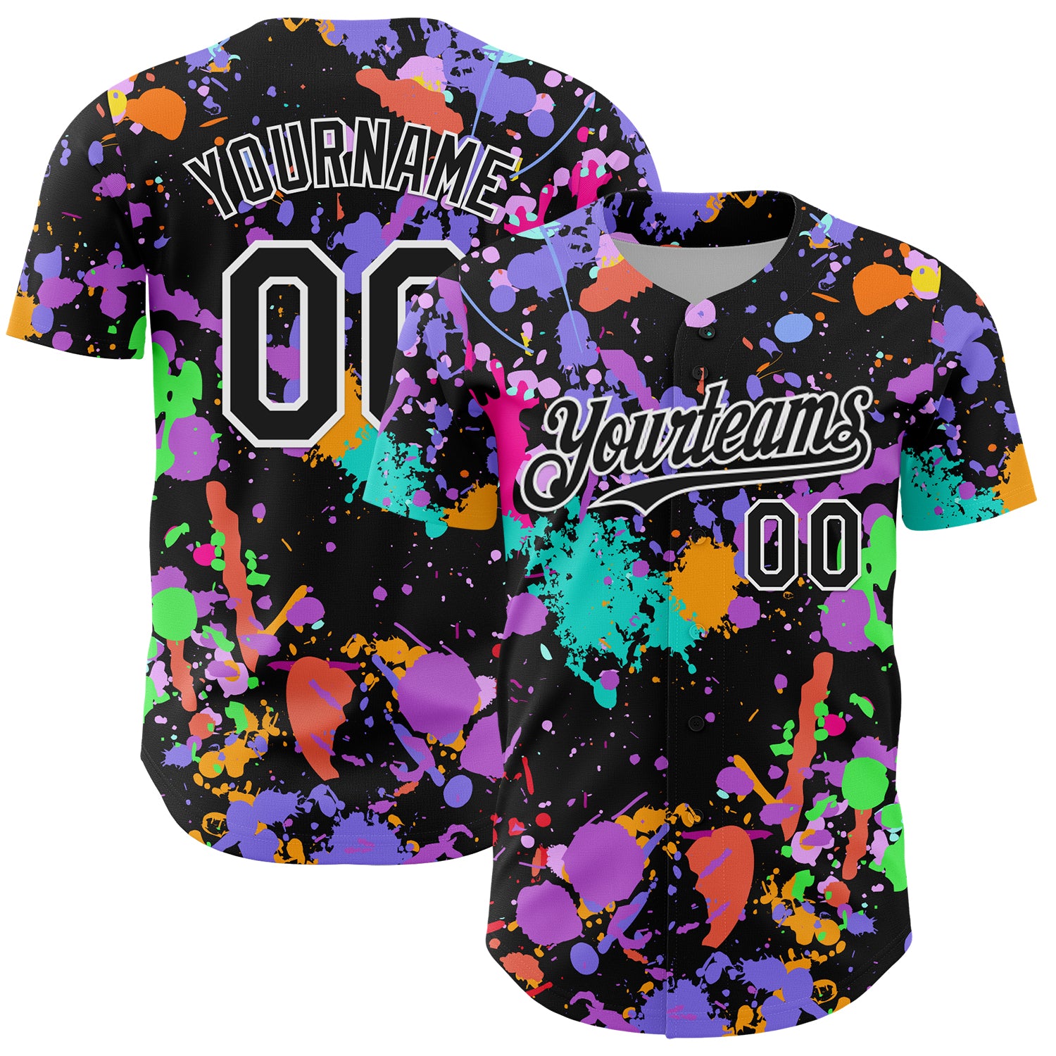 Custom Graffiti Pattern Black-White Authentic Baseball Jersey