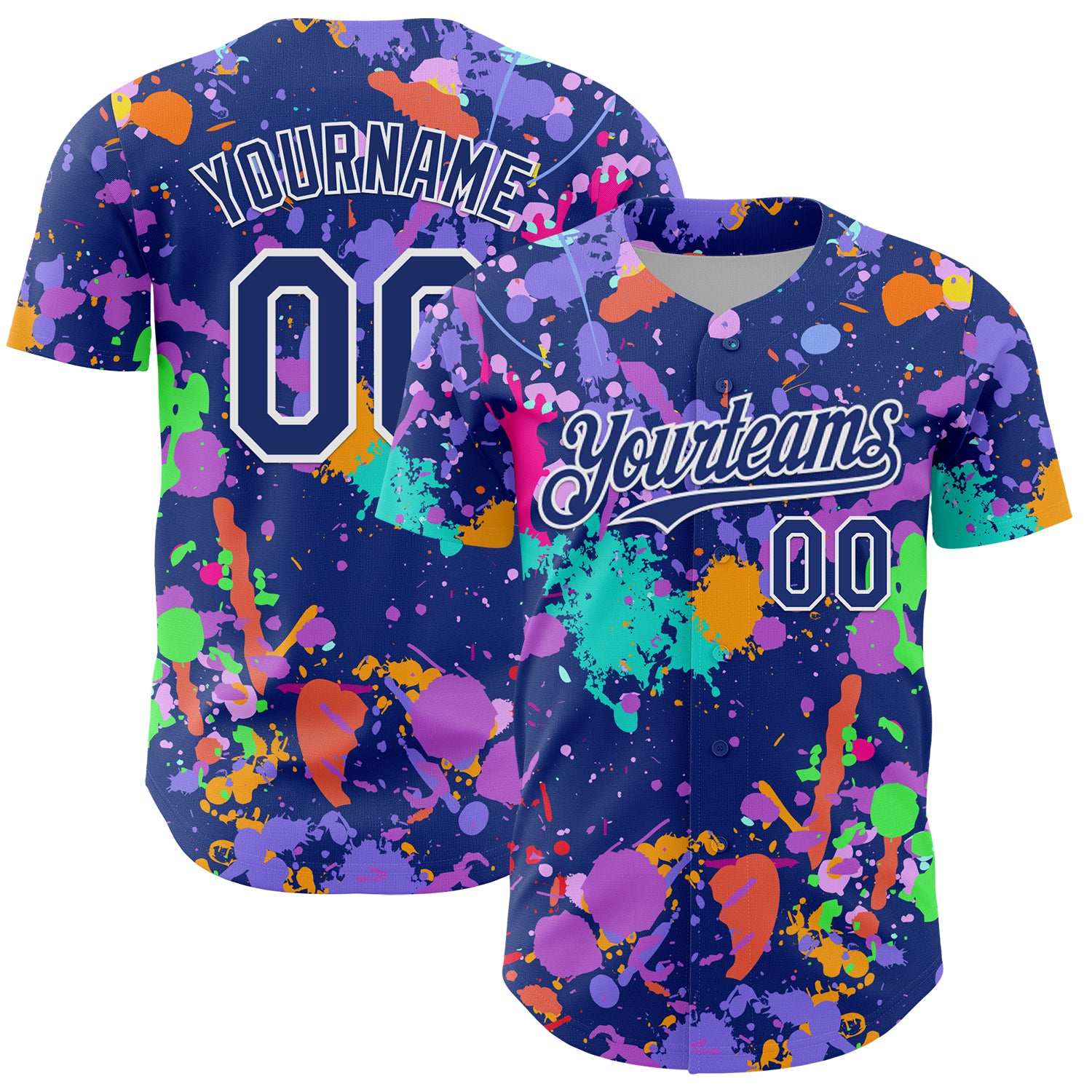 Custom Graffiti Pattern Royal-White Authentic Baseball Jersey