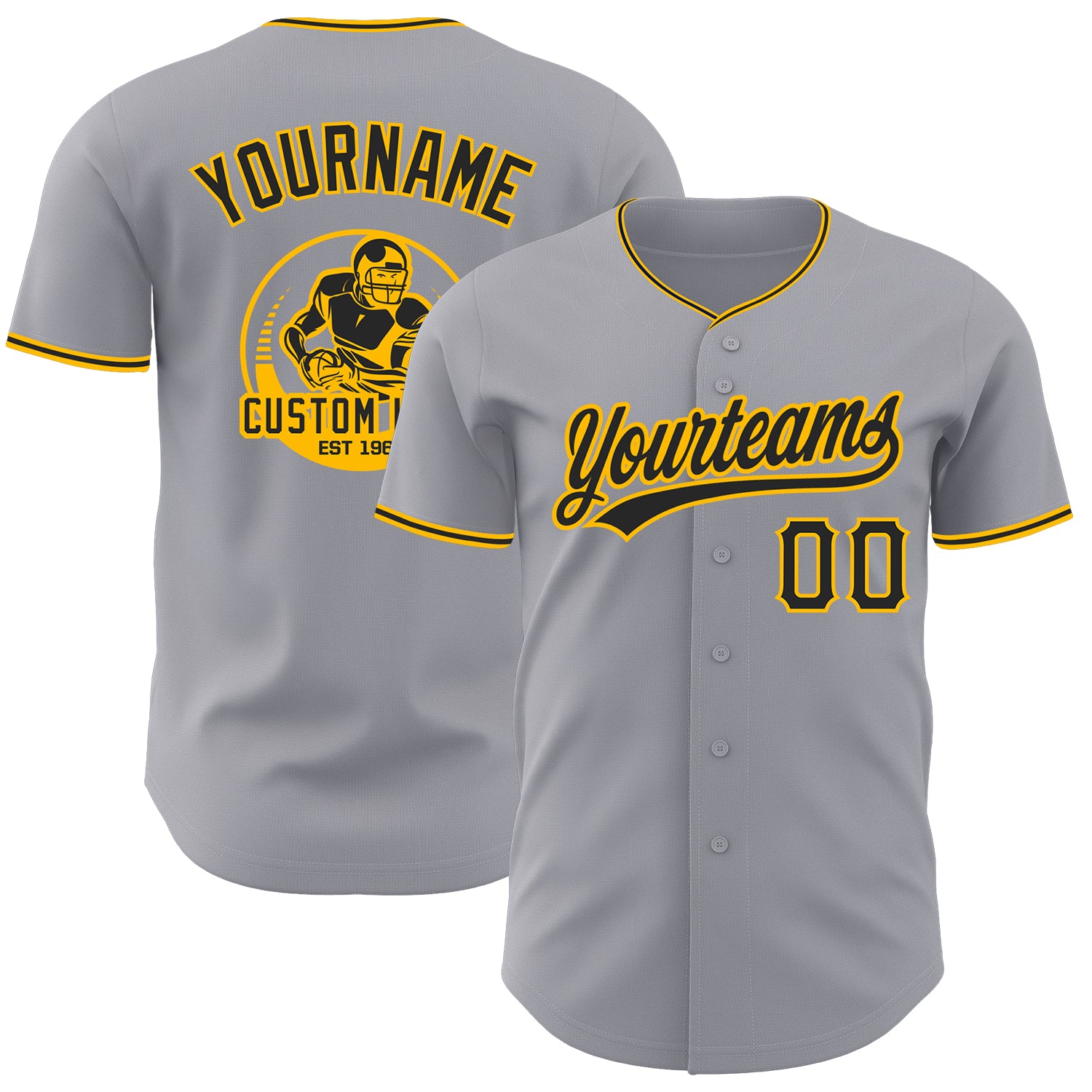 Custom Gray Black-Gold Authentic Baseball Jersey
