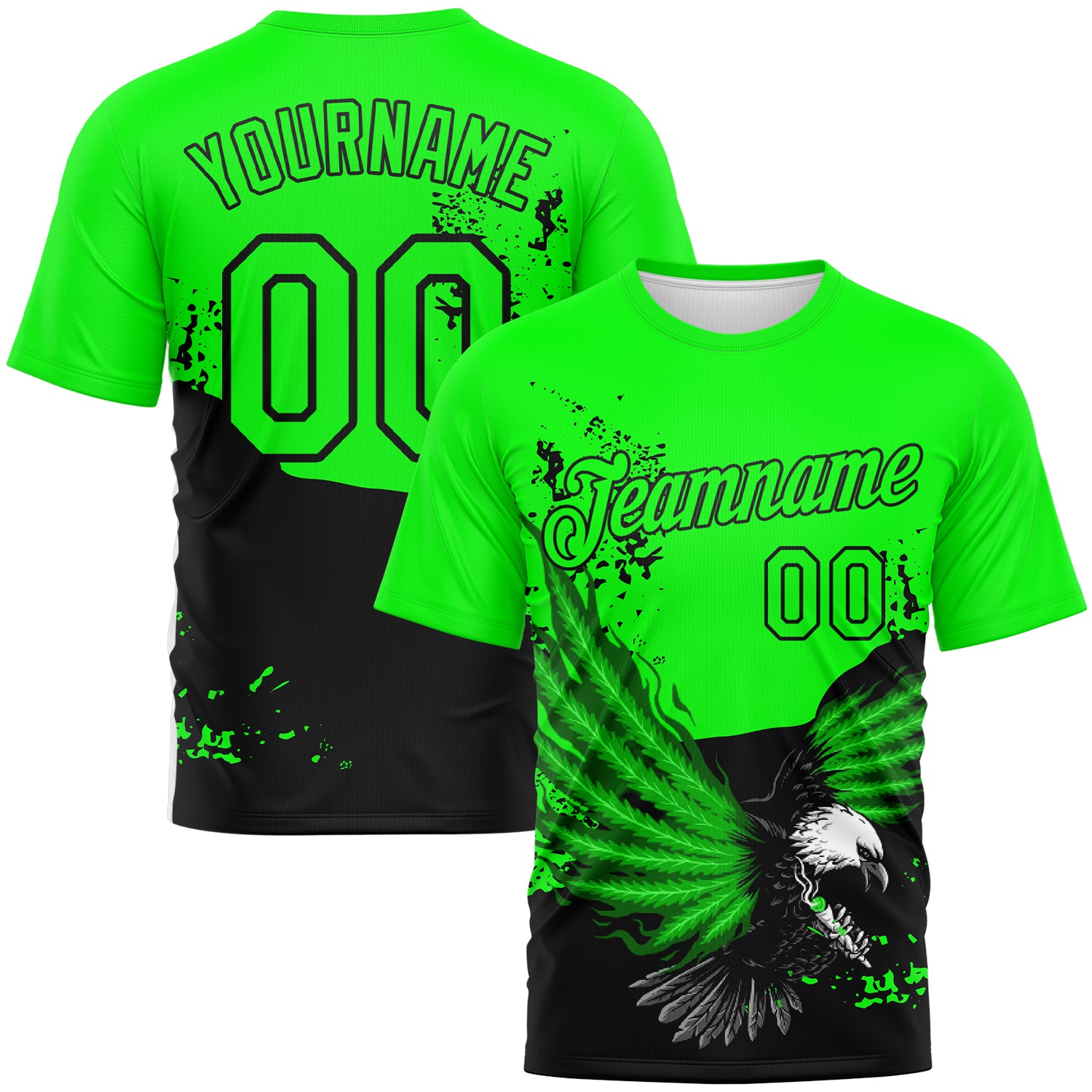 Custom Aurora Green-Black 3D Pattern Aguila Eagle Performance T-Shirt