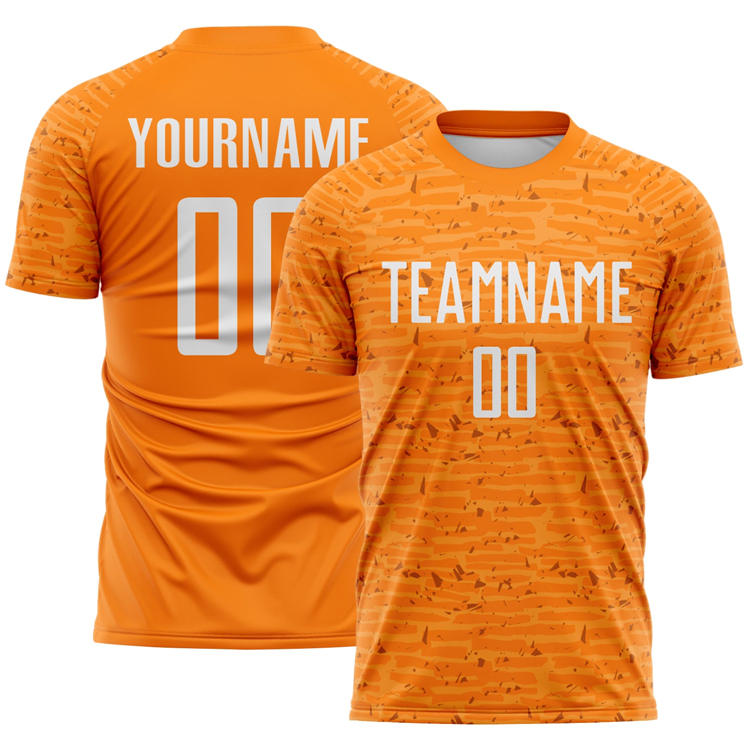 Custom Bay Orange-White Distressed Fragment Brush Stroke Sublimation Soccer Uniform Jersey
