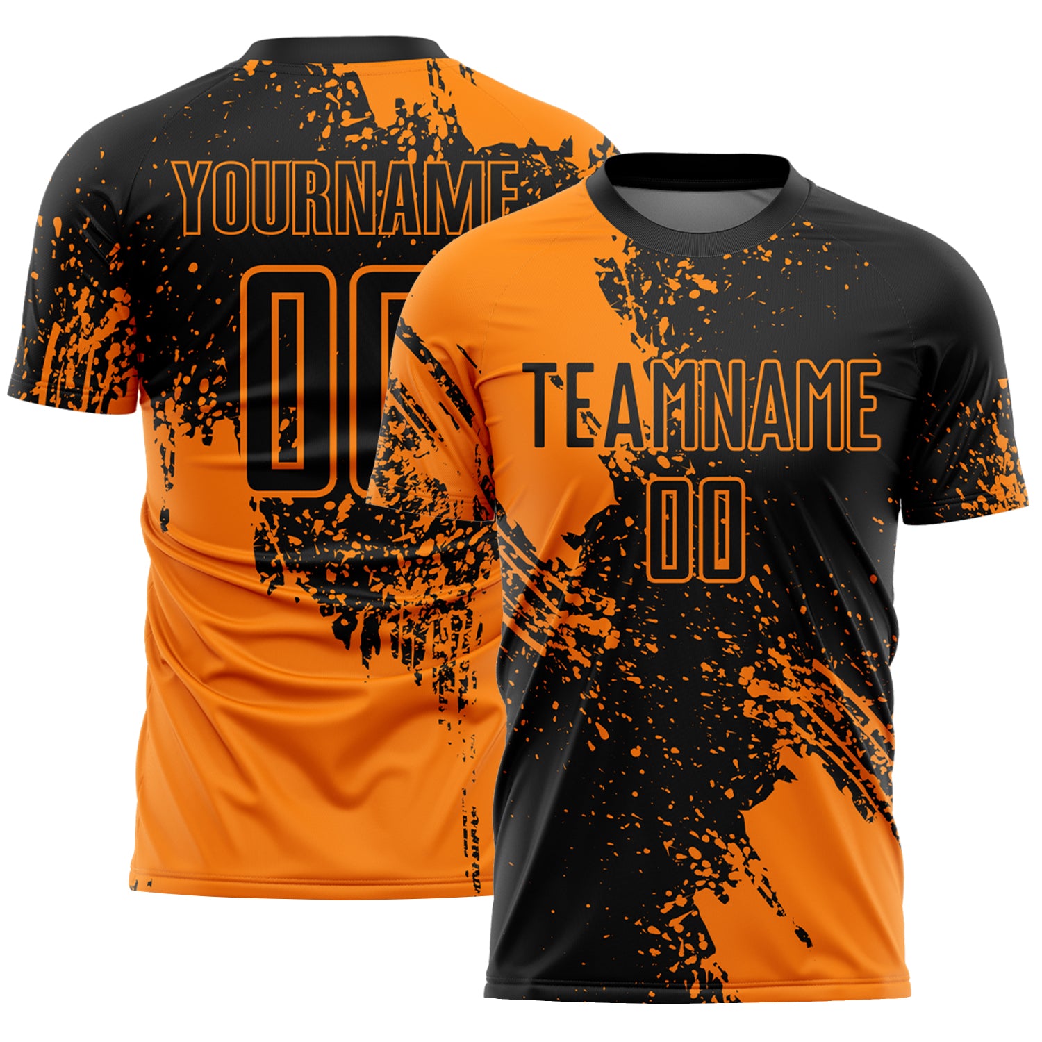 Custom Black Bay Orange Abstract Brush Stroke Sports Sublimation Soccer Uniform Jersey