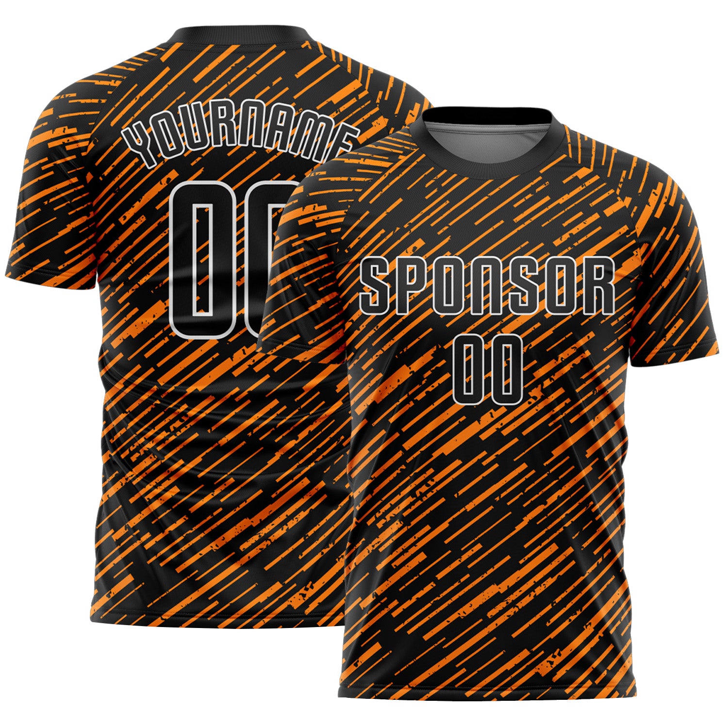 Custom Black Bay Orange-White Line Sports Sublimation Soccer Uniform Jersey