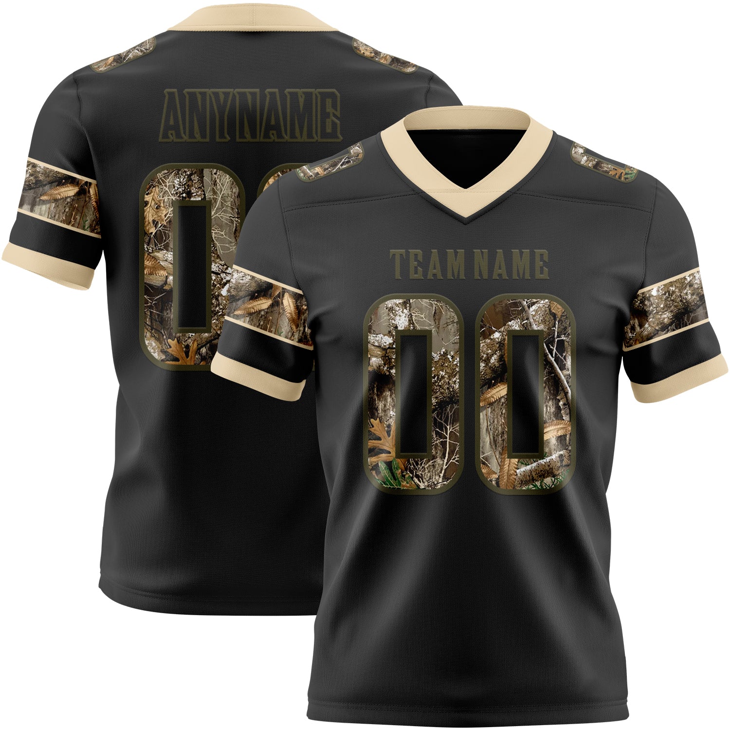 Custom Black Camo Olive-City Cream Authentic Digital Camouflage Panel Football Jersey