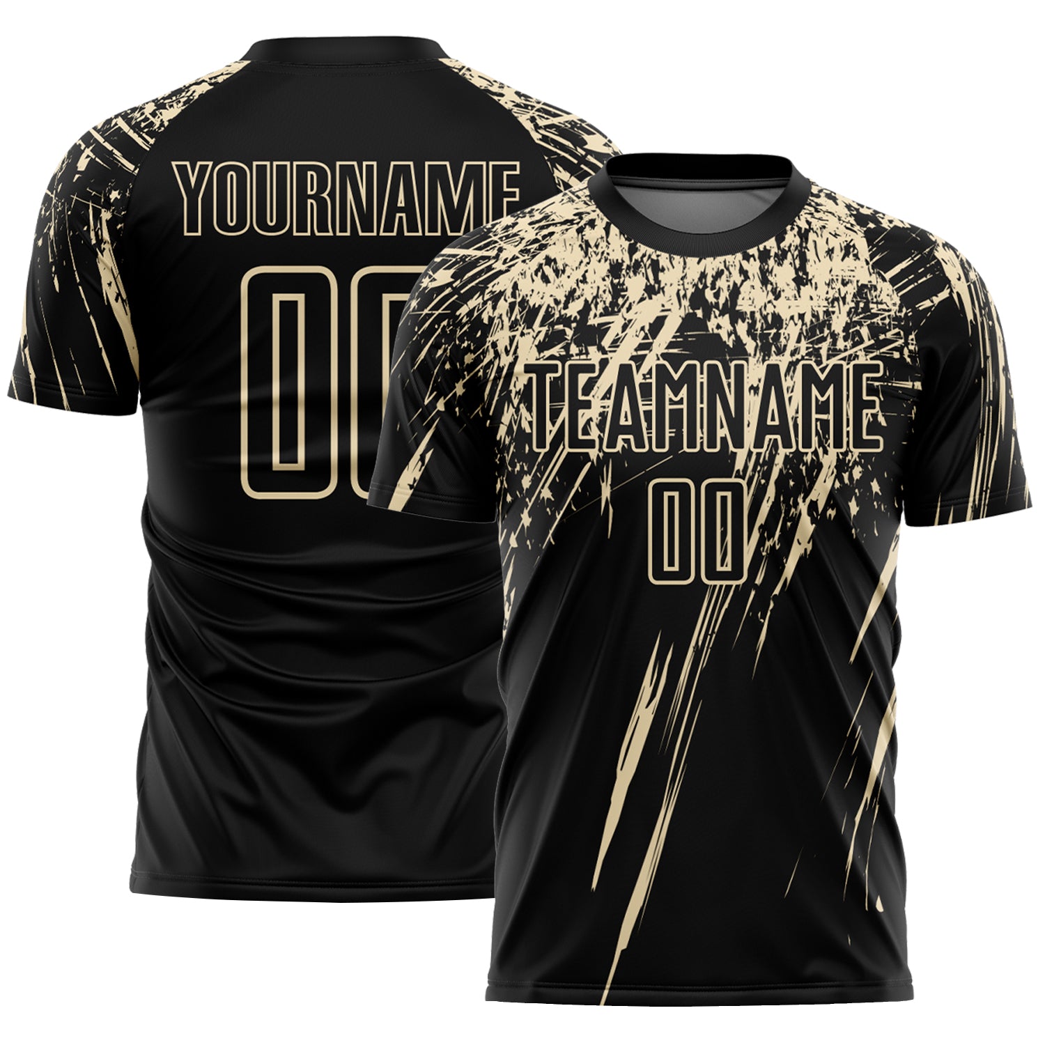 Custom Black Cream Splash Sports Sublimation Soccer Uniform Jersey