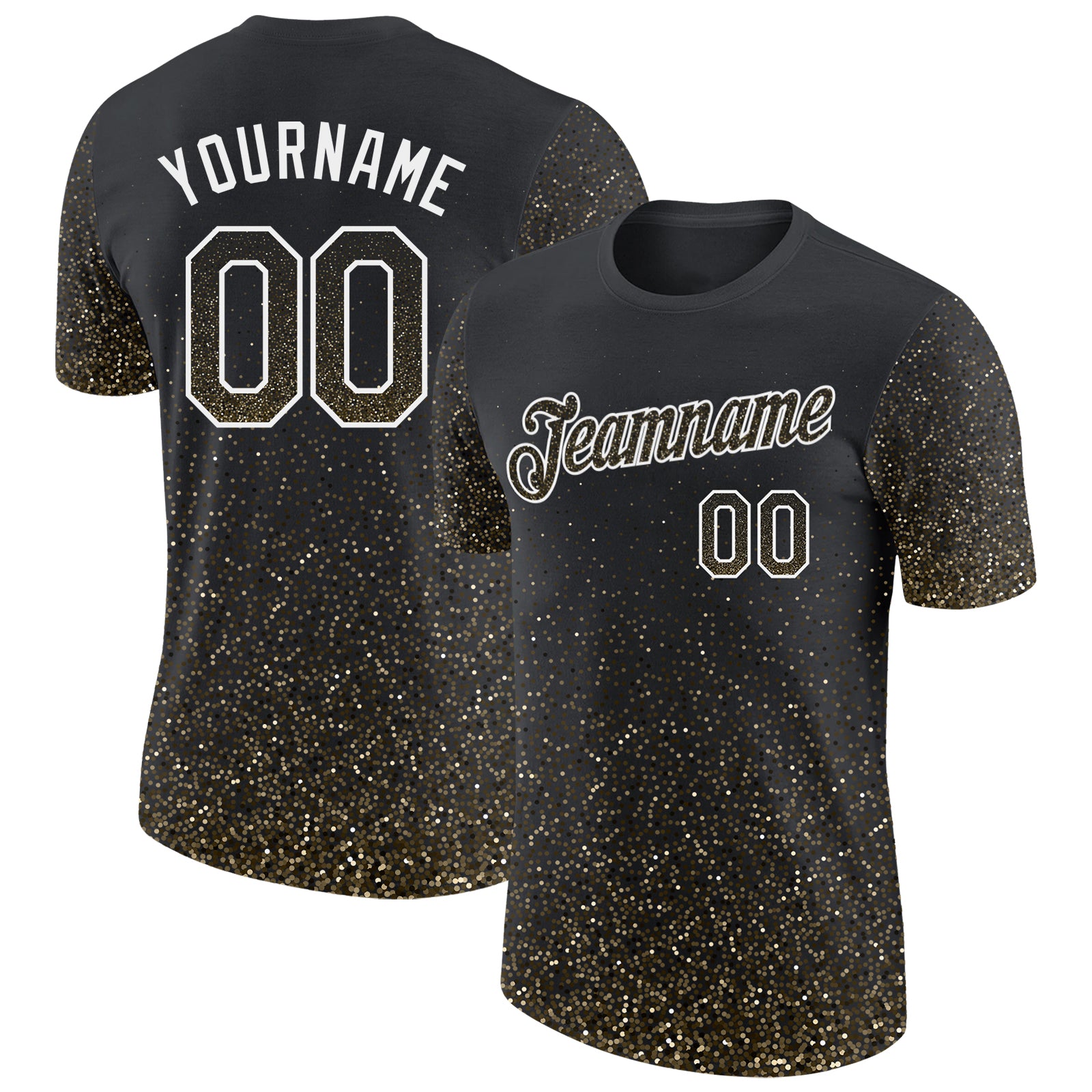 Custom Black Cream-White Colorful Sparkle Gradient Dots Performance T-Shirt