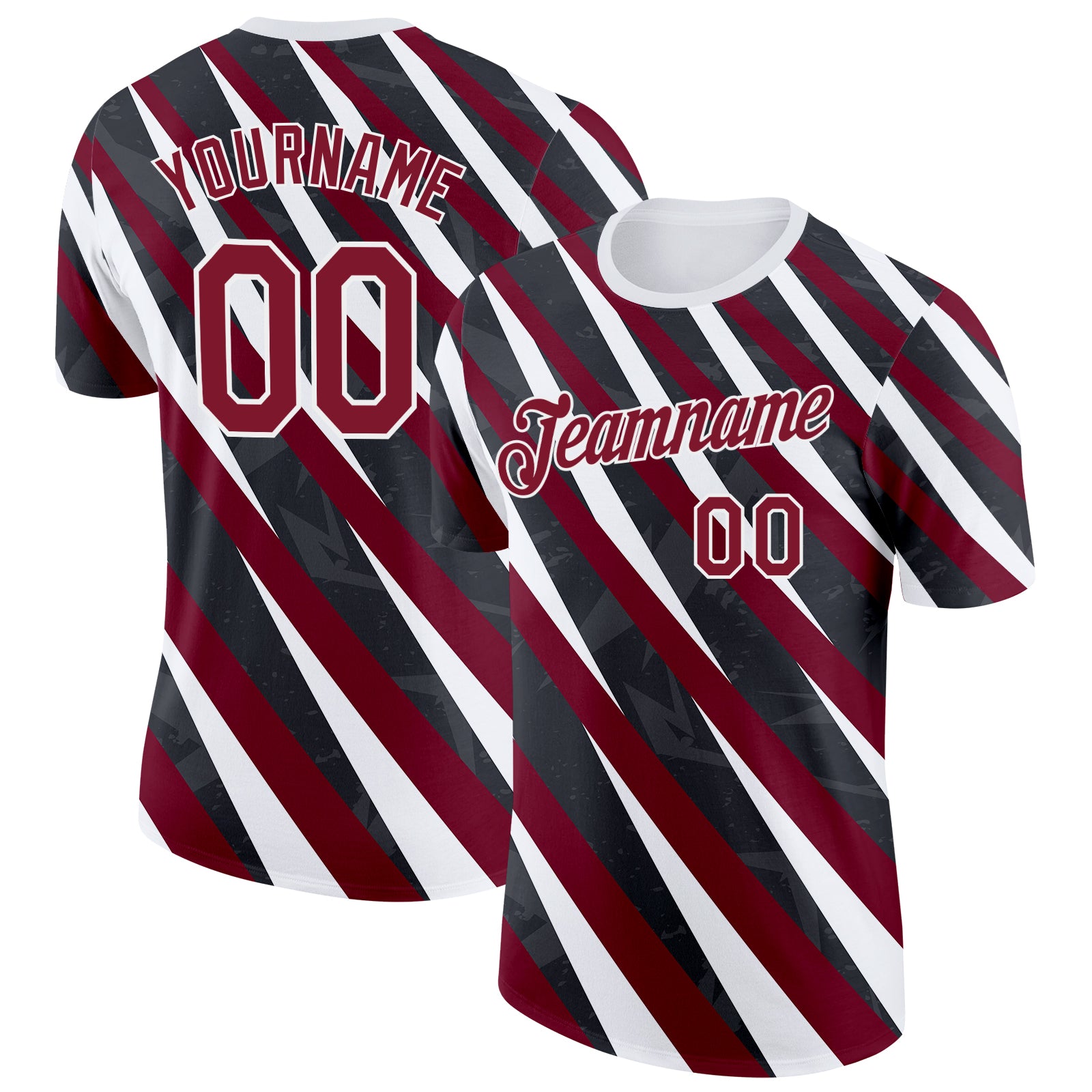 Custom Black Crimson-White Canada Line Performance T-Shirt