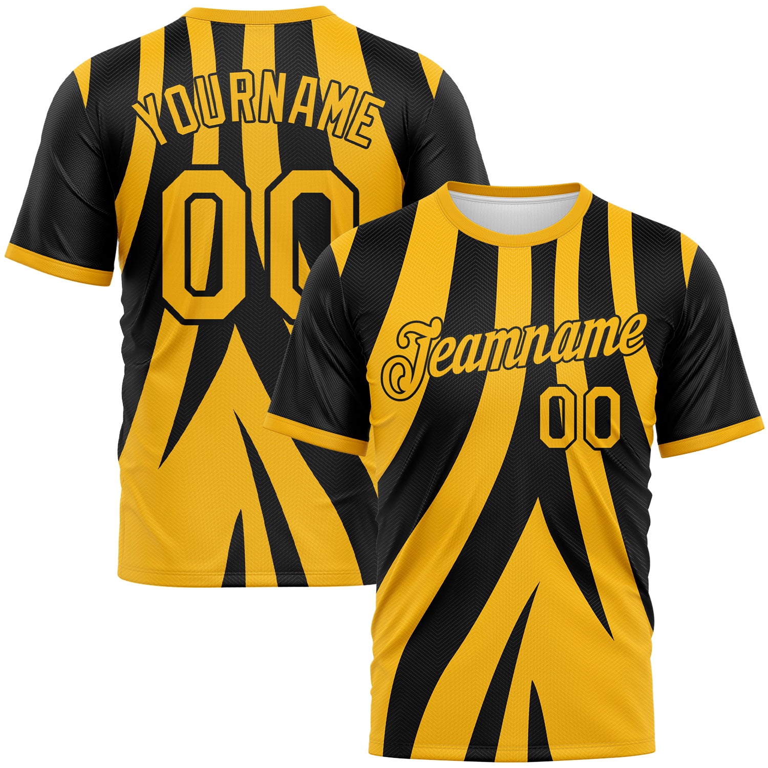 Custom Black-Gold 3D Pattern Jagged Stripe Abstract Geometric Performance T-Shirt