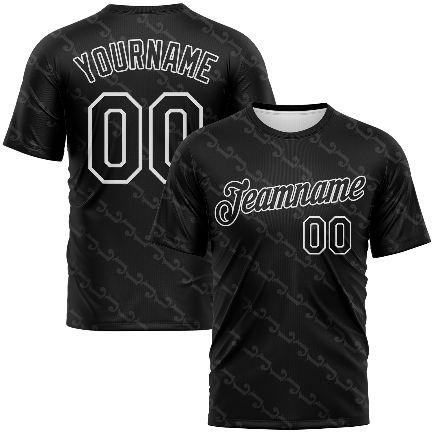 Custom Black Gray-White Subtle Tonal Print Sportswear Performance T-Shirt