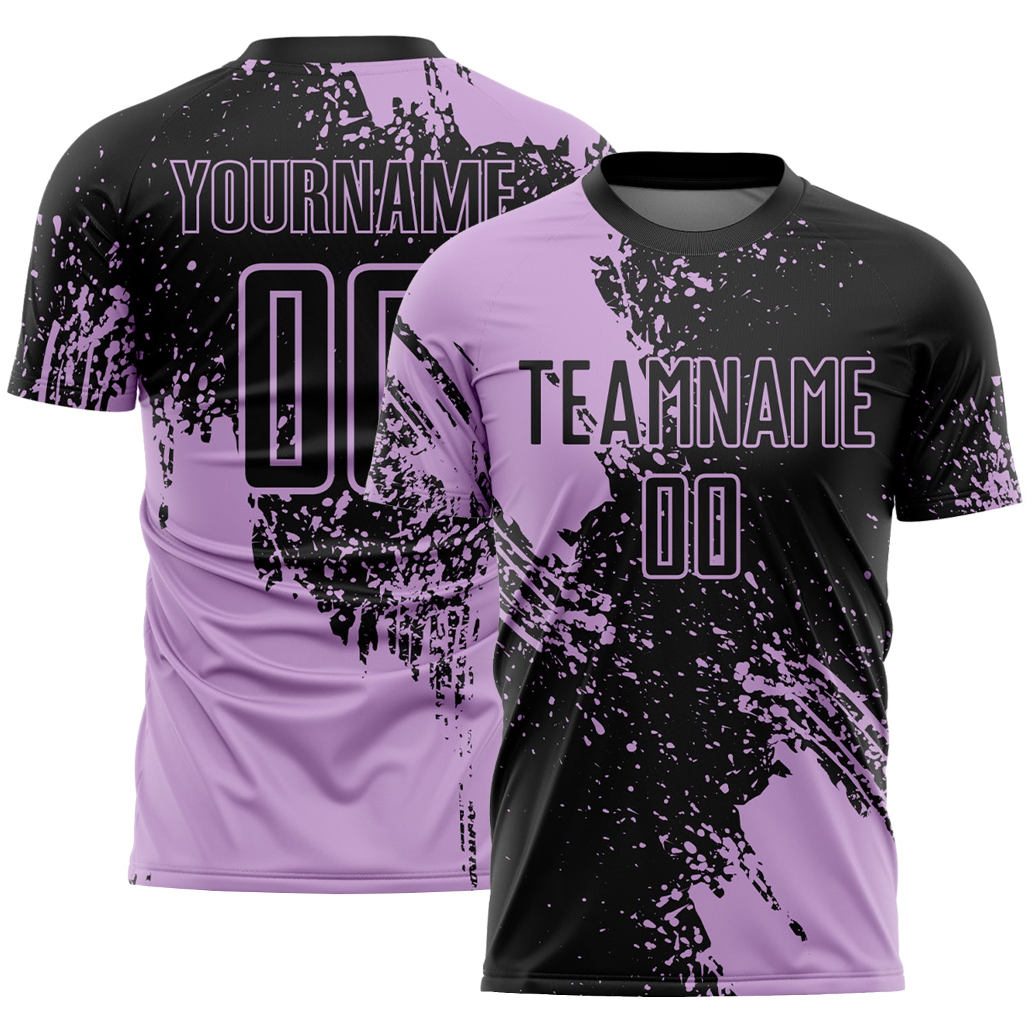 Custom Black Light Purple Abstract Brush Stroke Sports Sublimation Soccer Uniform Jersey
