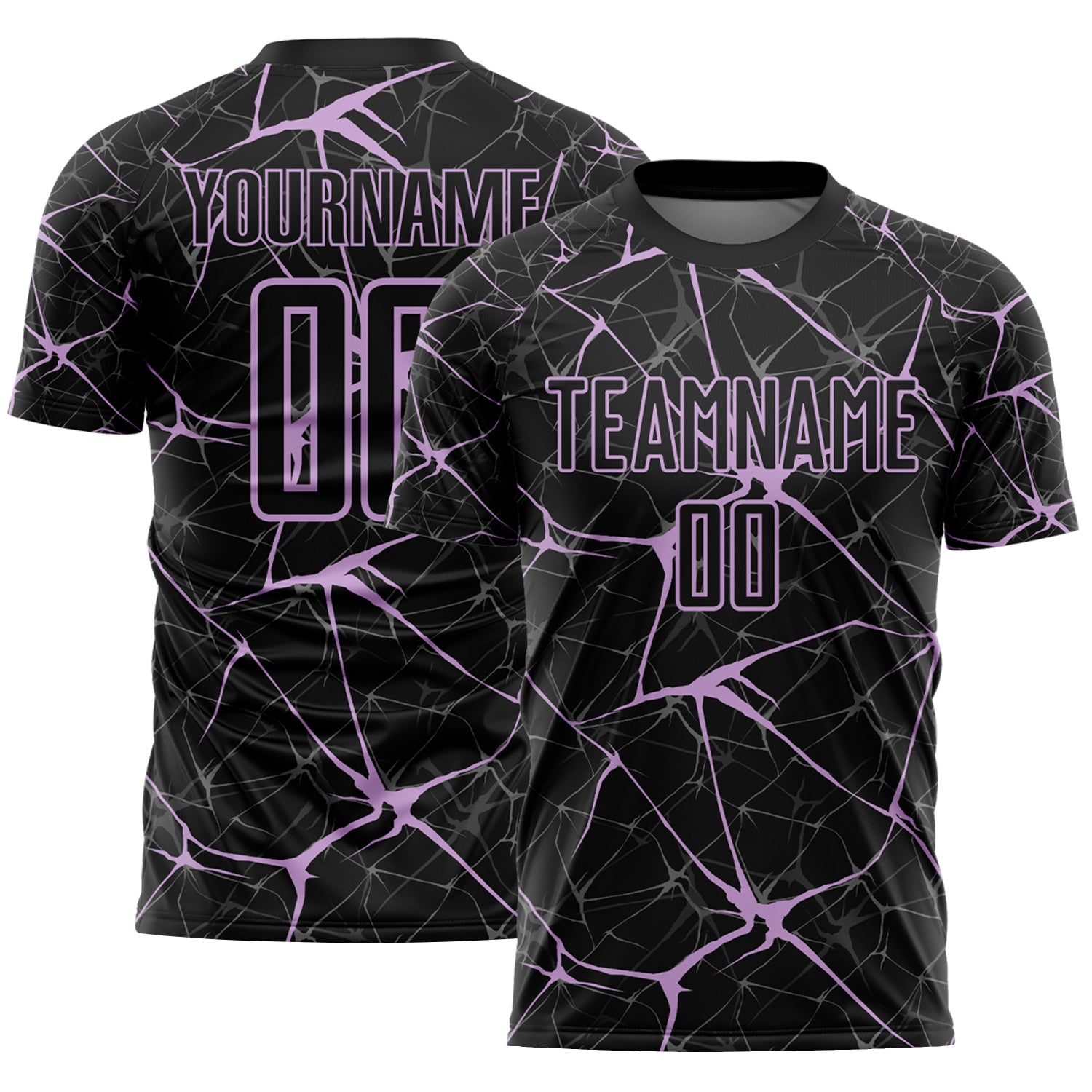 Custom Black-Light Purple Abstract Network Crackle Sublimation Soccer Uniform Jersey
