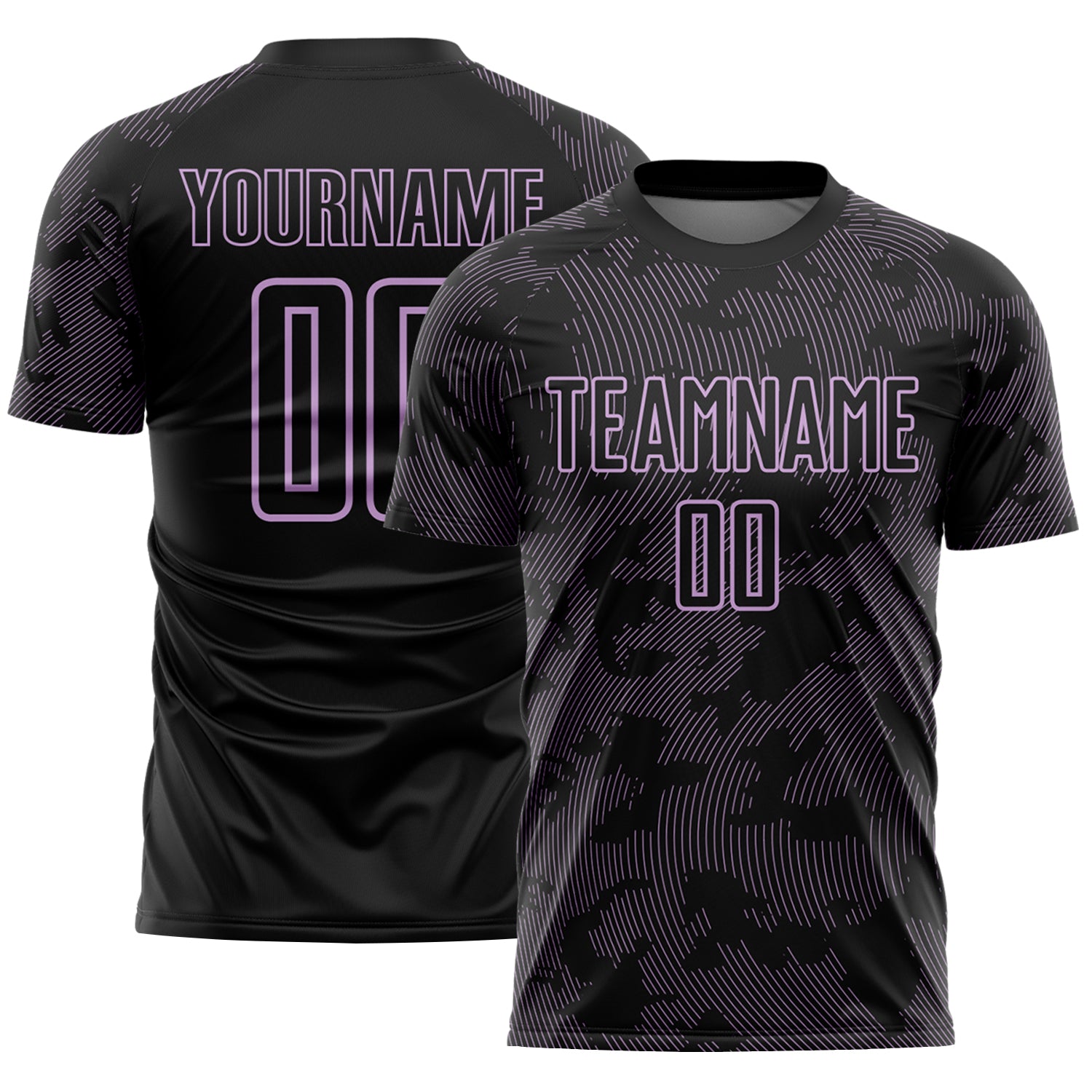 Custom Black-Light Purple Curve Lines Sublimation Soccer Uniform Jersey