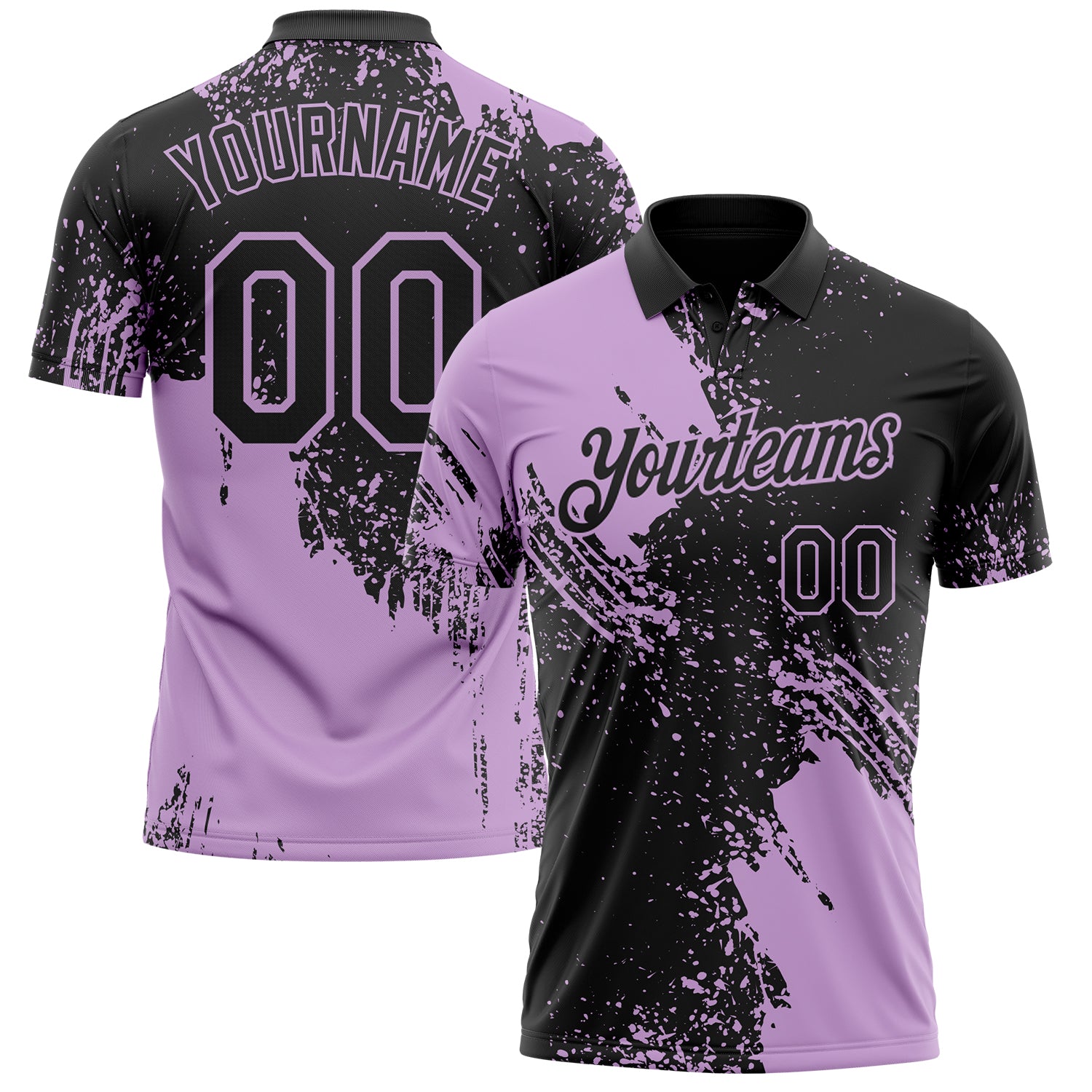 Custom Black-Light Purple Distressed Scratch Brush Stroke Performance Polo Shirt