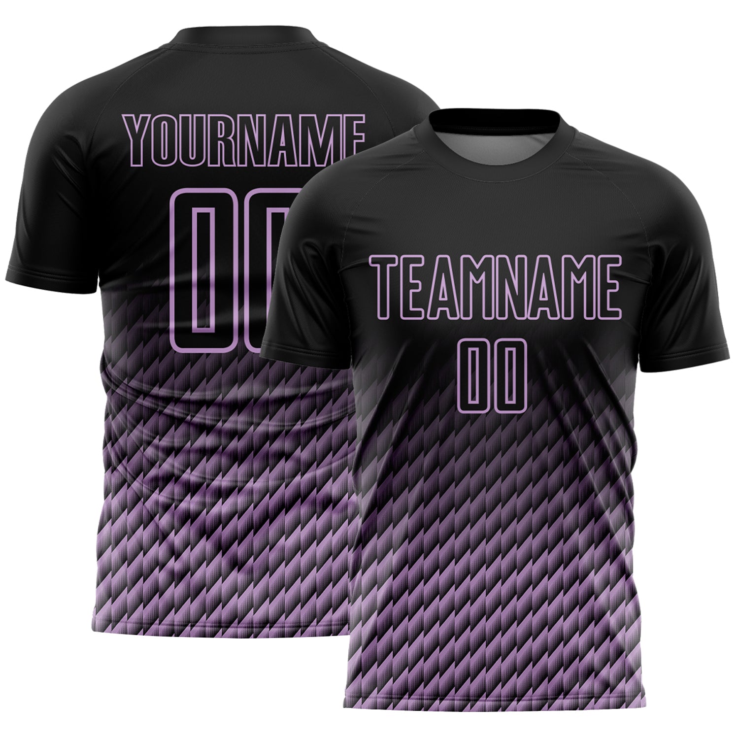 Custom Black-Light Purple Geometric Wave Gradient Sublimation Soccer Uniform Jersey