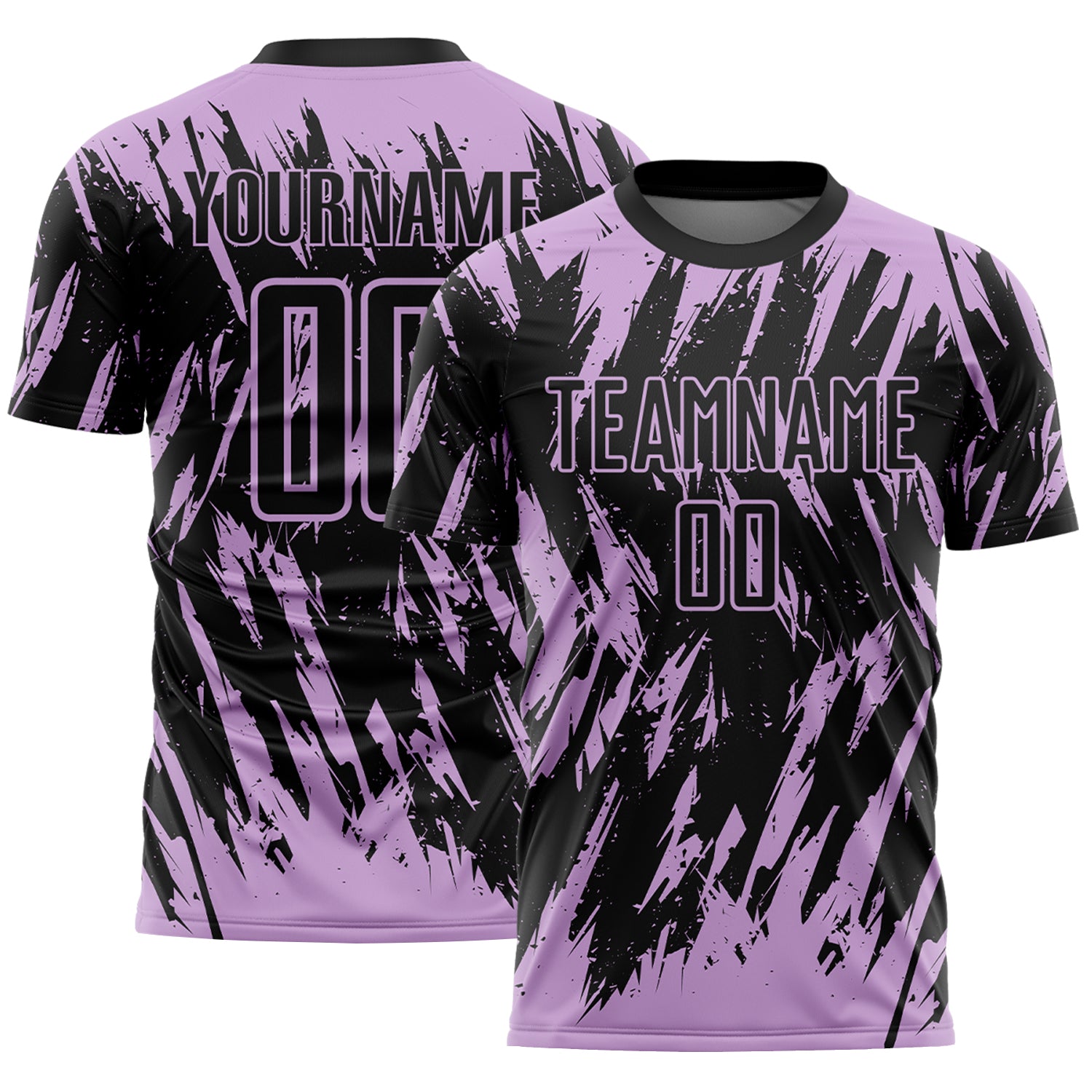 Custom Black-Light Purple Splatter Torn Sharp Brush Stroke Sublimation Soccer Uniform Jersey